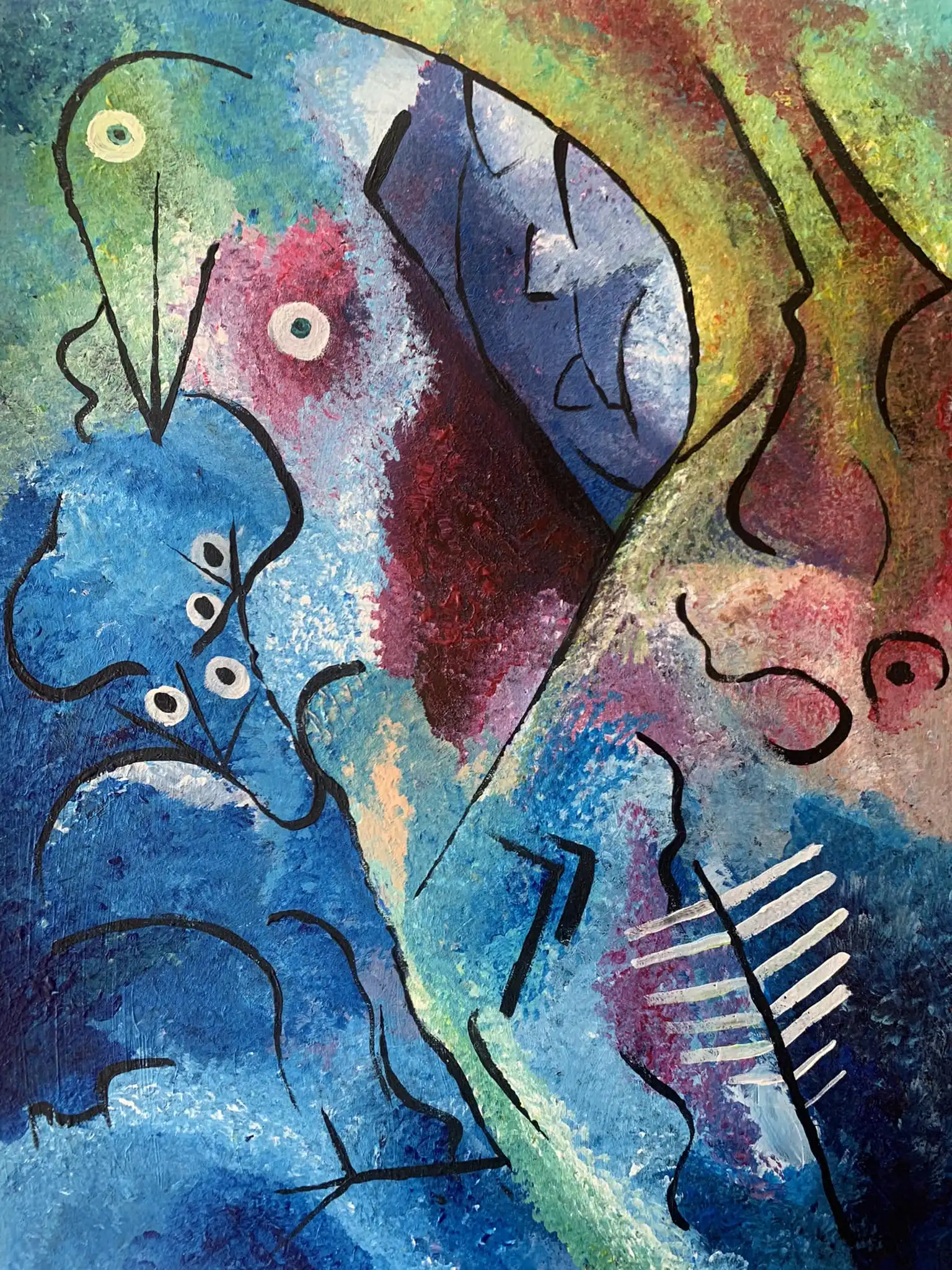 Acrylic titled Dancing with the colibri