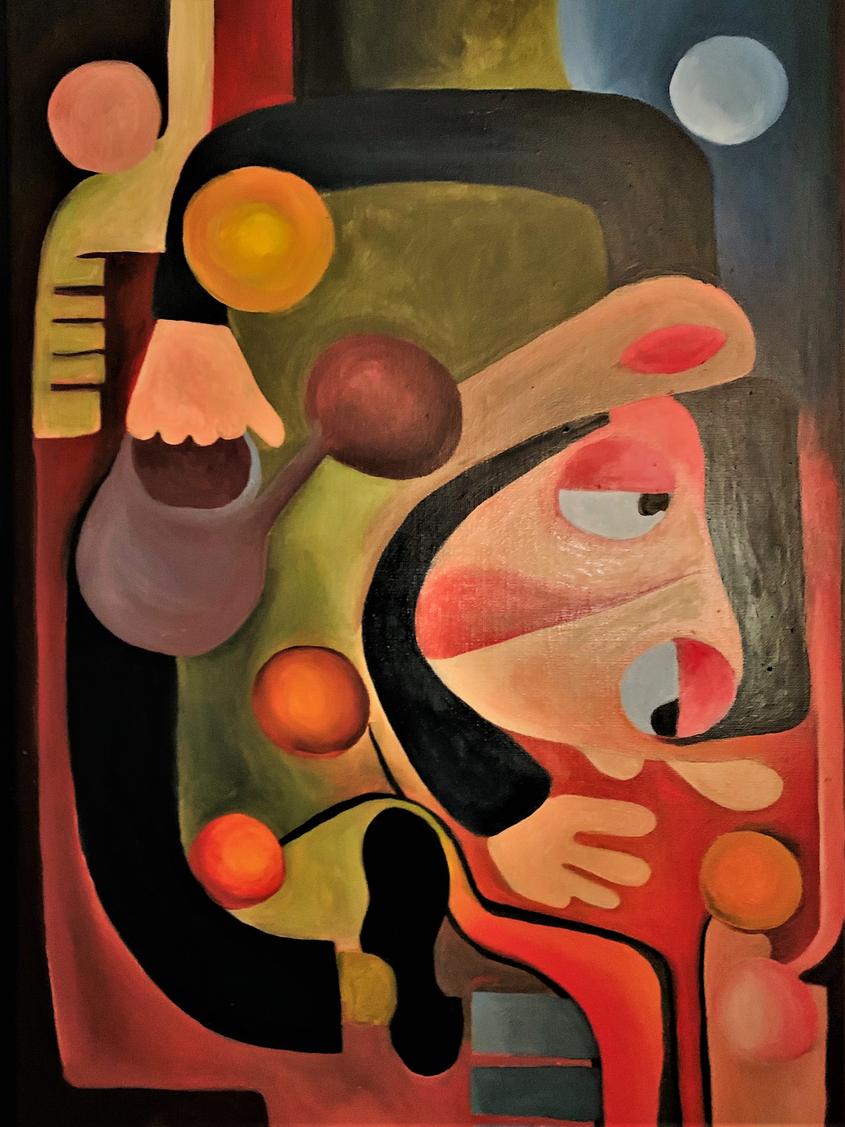 Oil titled The Monk's garden