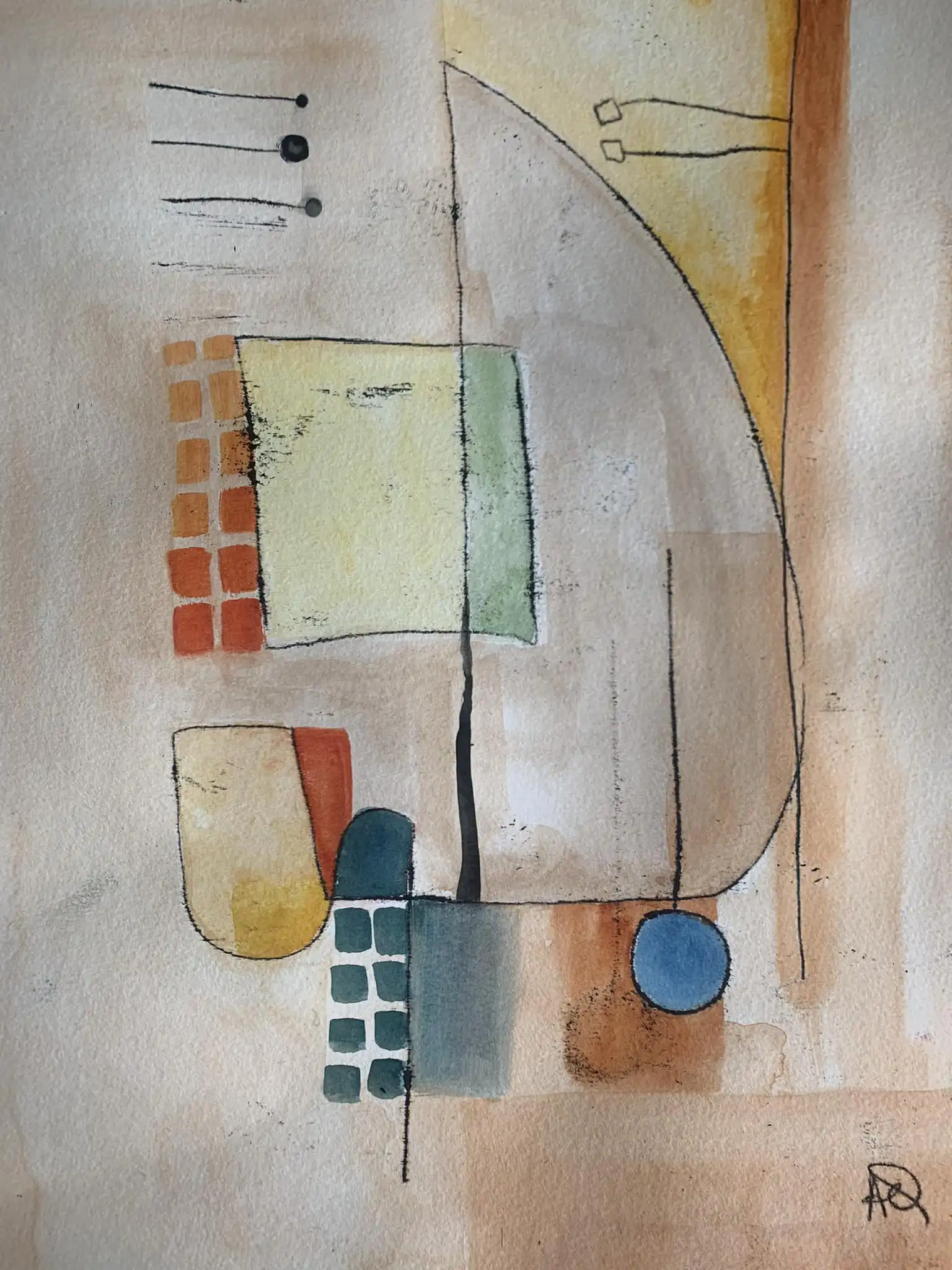 Watercolor titled Bb Major - Reflexions 1