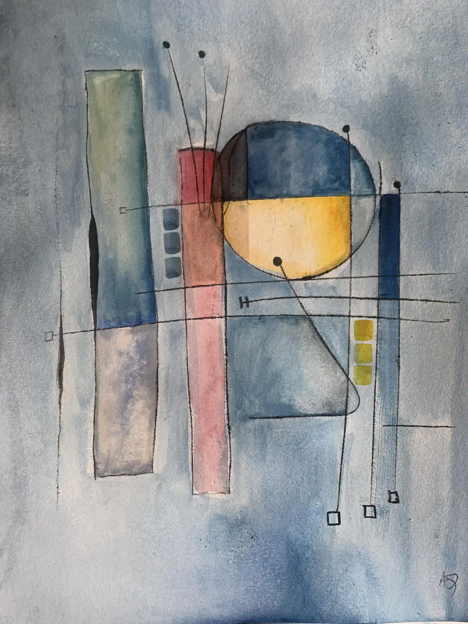 Watercolor titled Eb minor - Reflexions 2