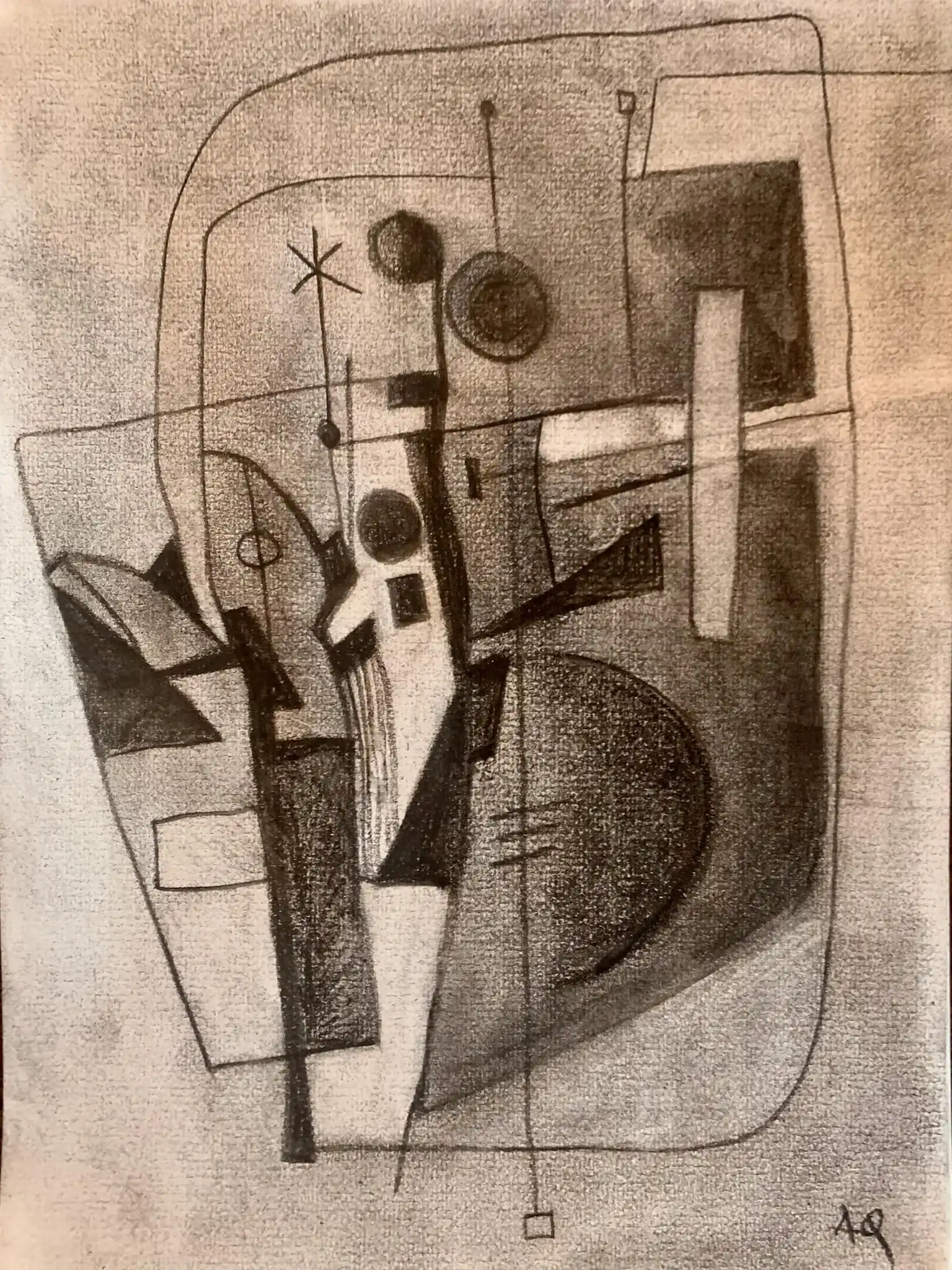 Charcoal titled Musing