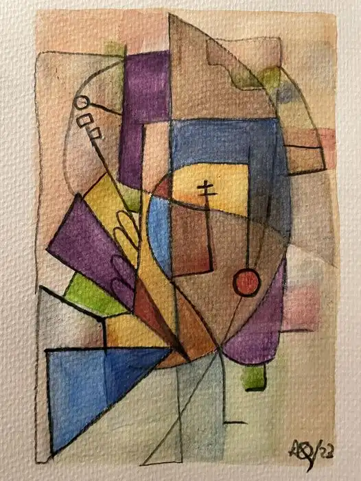 Watercolor titled The city bird of Fuchu, Tokyo - Variations 2