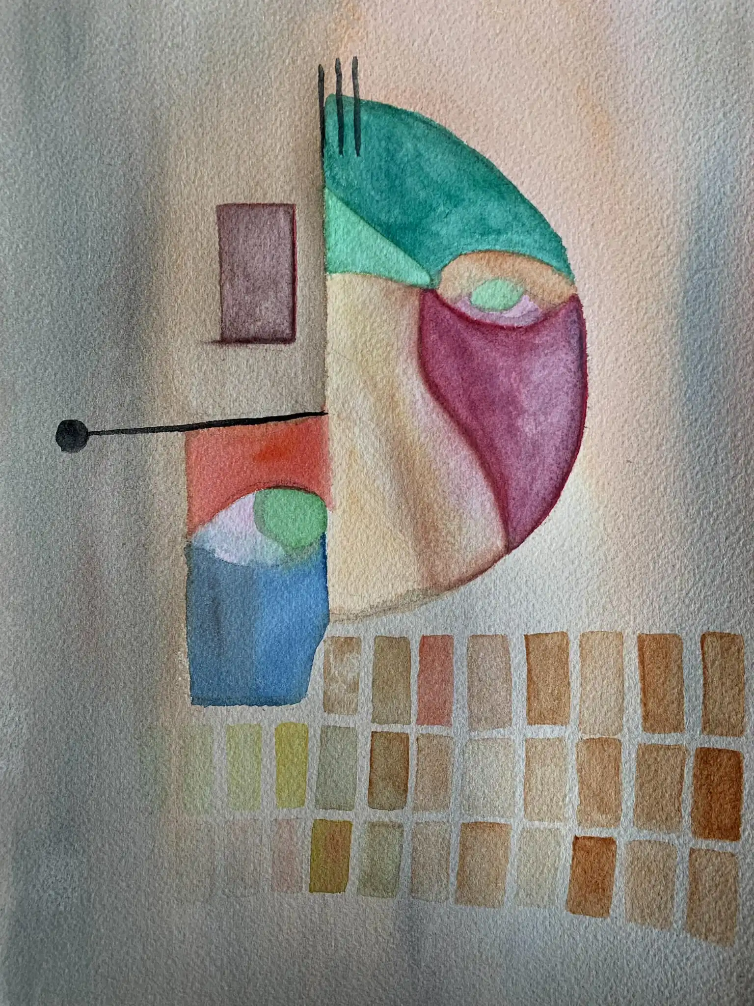 Watercolor titled The Stone Cutter