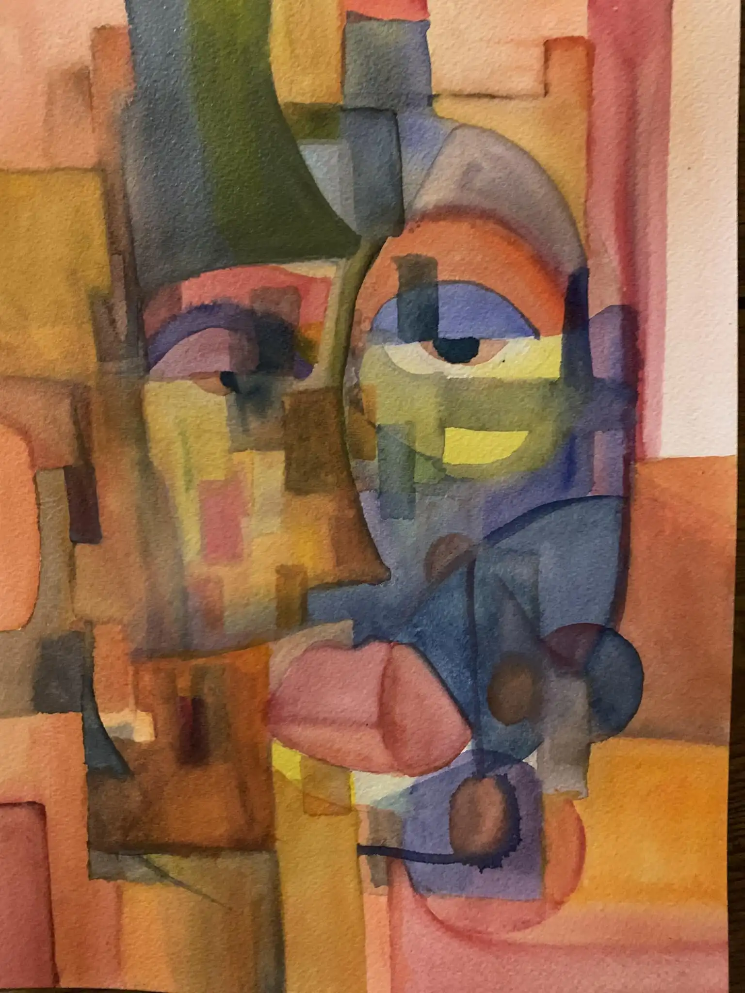 Watercolor titled The Woman Singing, Barcelona