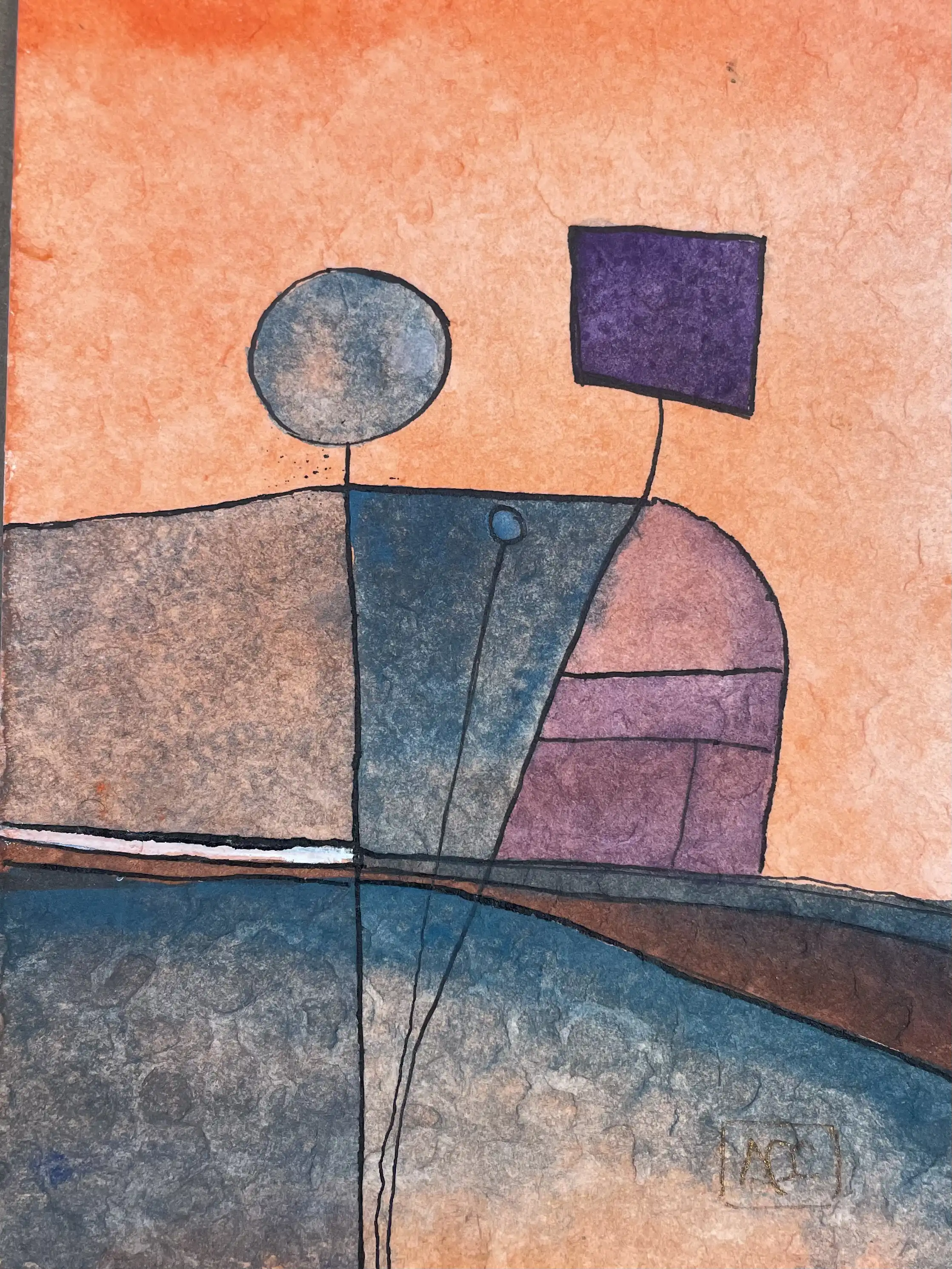Watercolor titled Ab Major - Research on Harmony - Variation 7