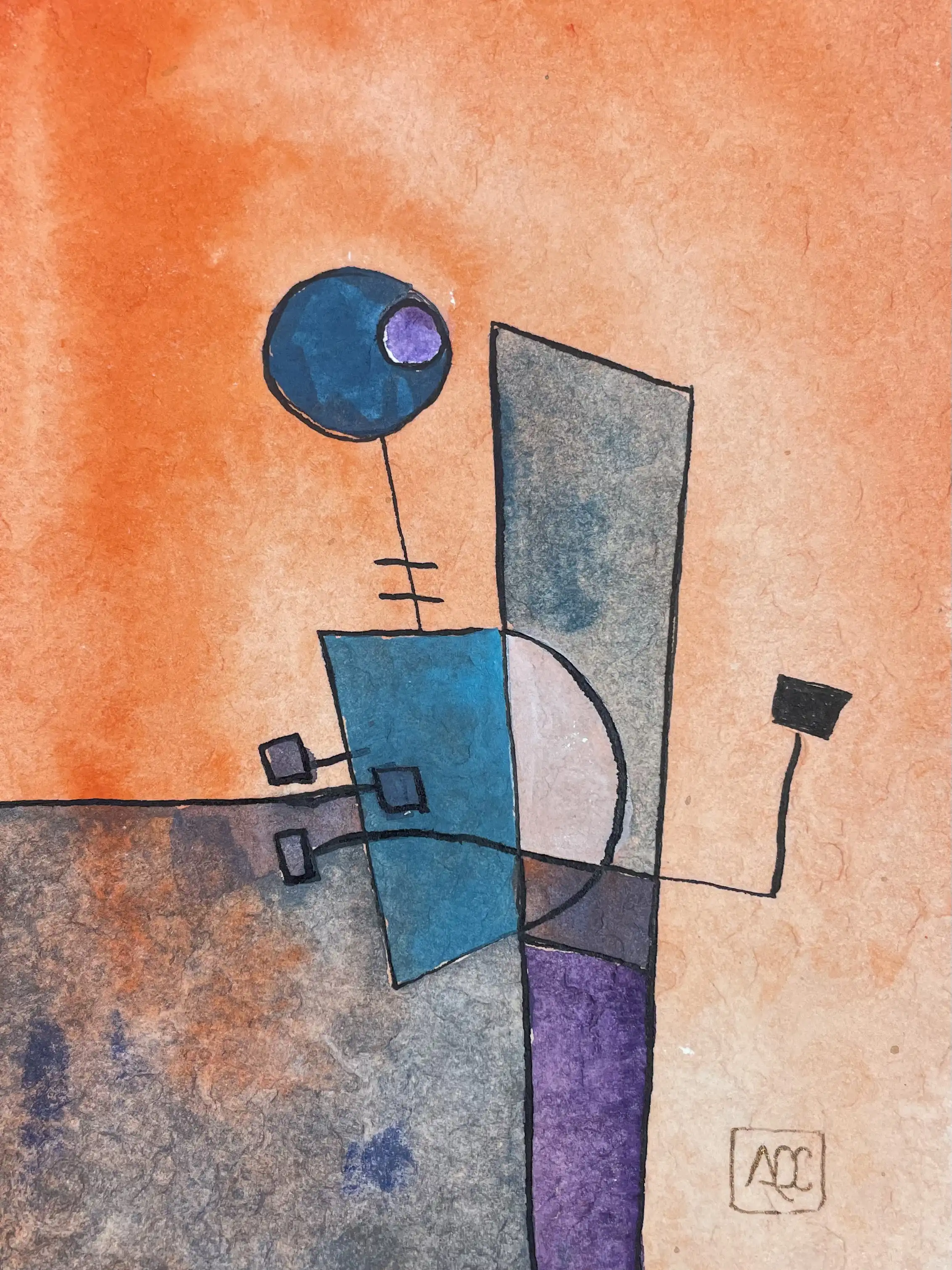 Watercolor titled Ab Major - Research on Harmony - Variation 8