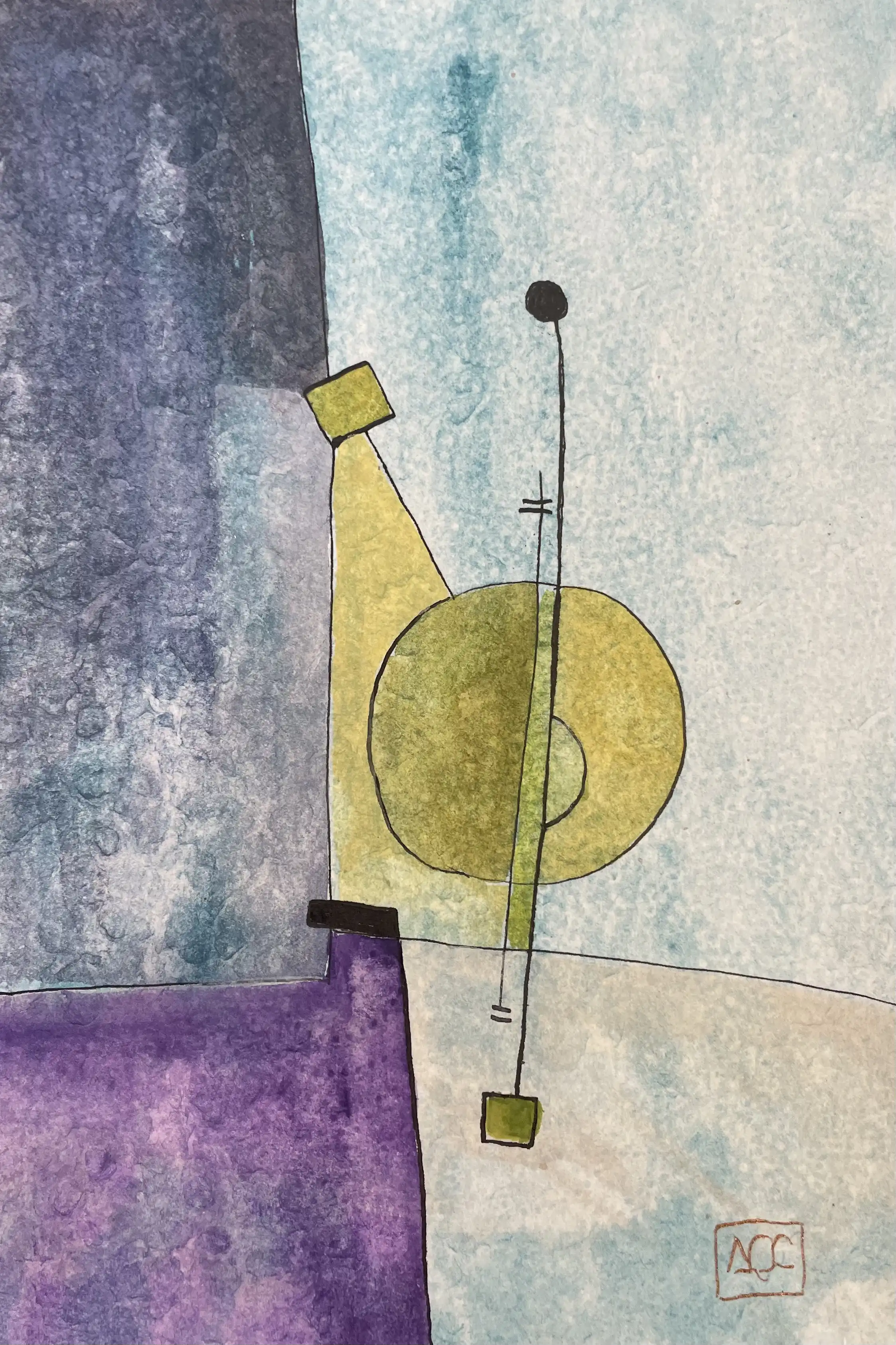 Watercolor titled Ab minor - Research on Harmony - Variation 5