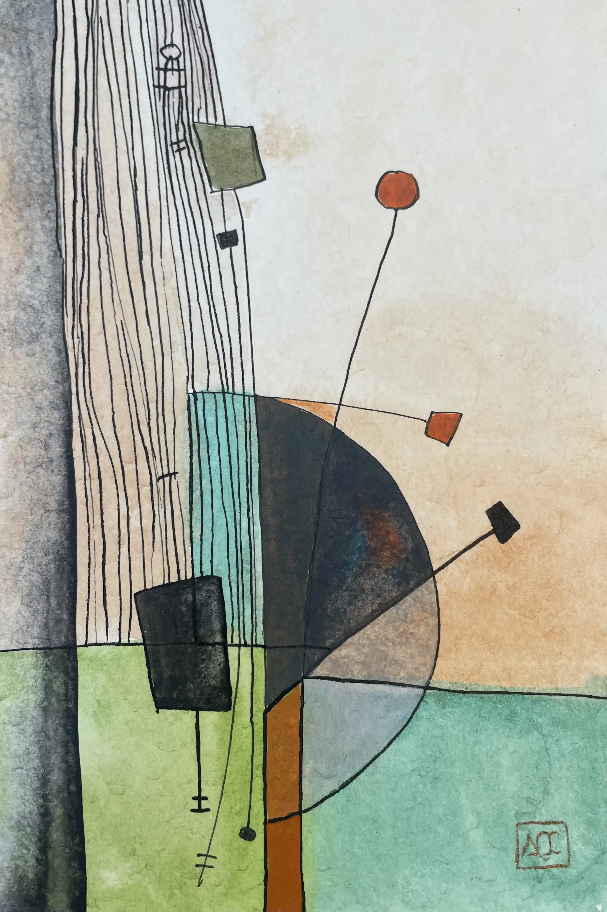 Watercolor titled Ab+ - Research on Harmony - Variation 1