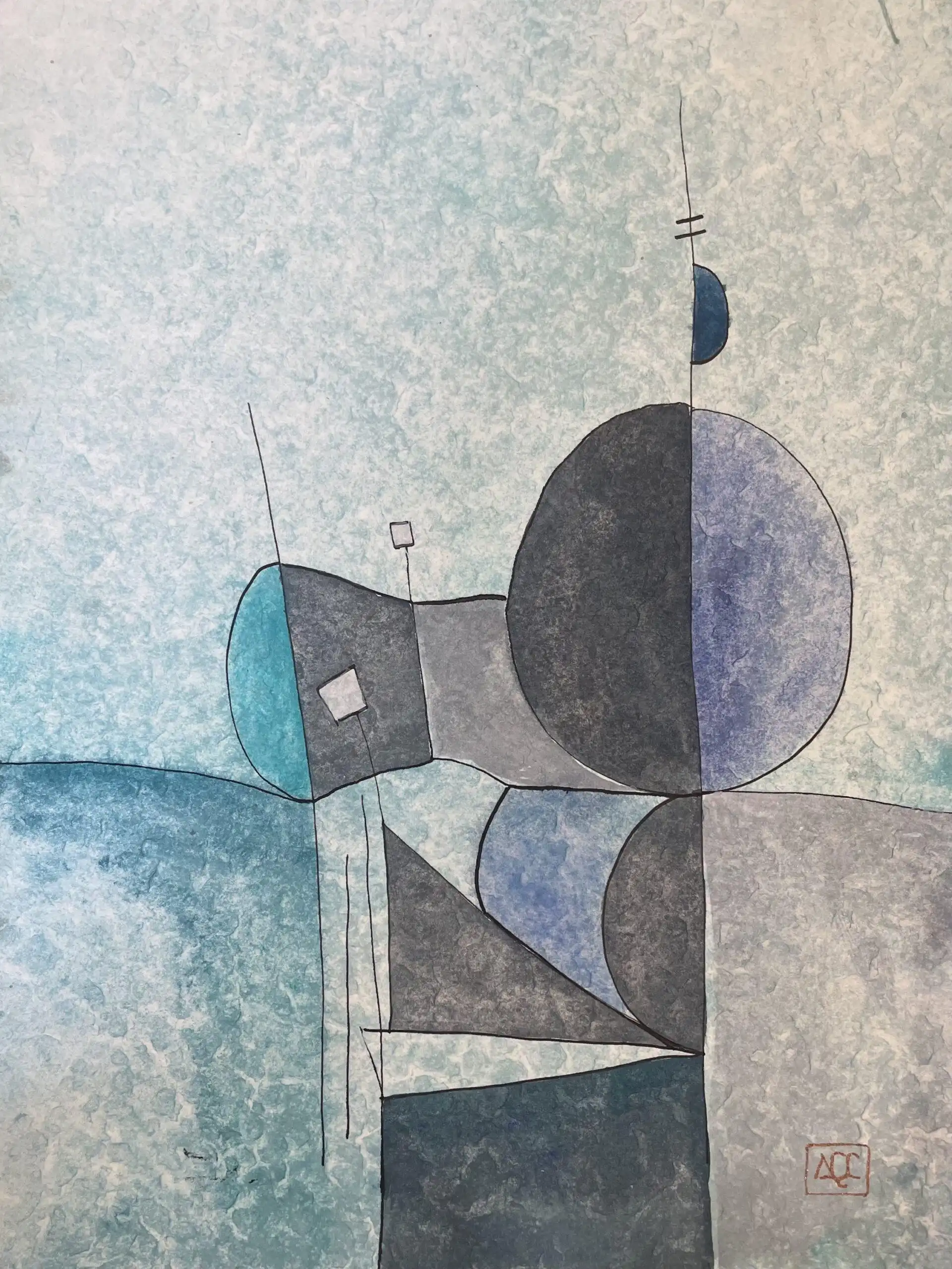 Watercolor titled C# Fourth Interval - Reflexions 21