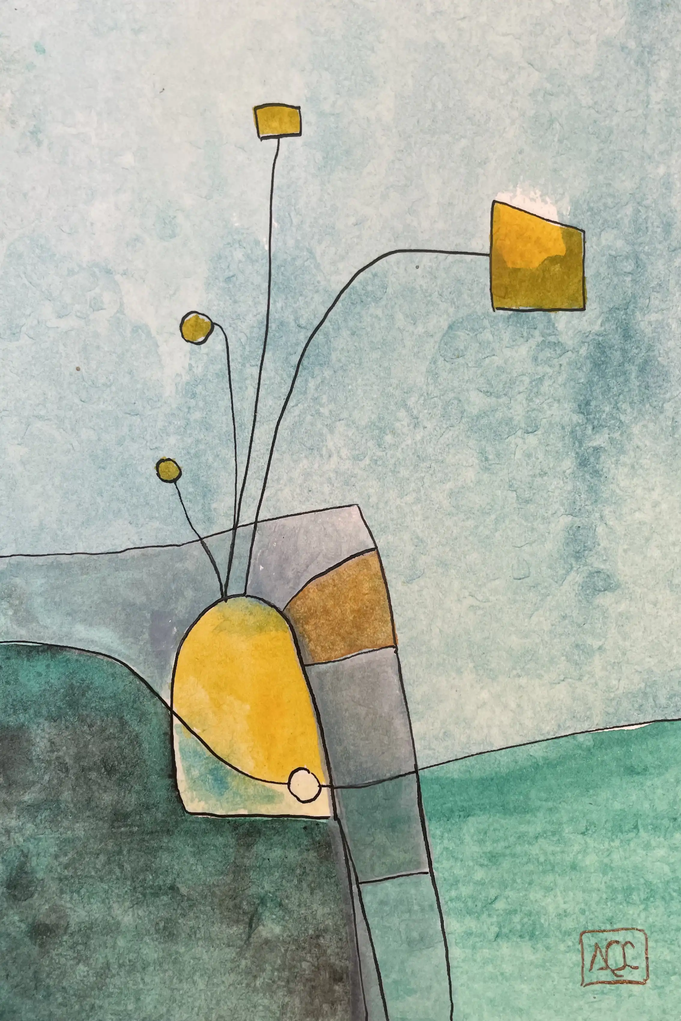 Watercolor titled C# minor - Research on Harmony - Variation 3