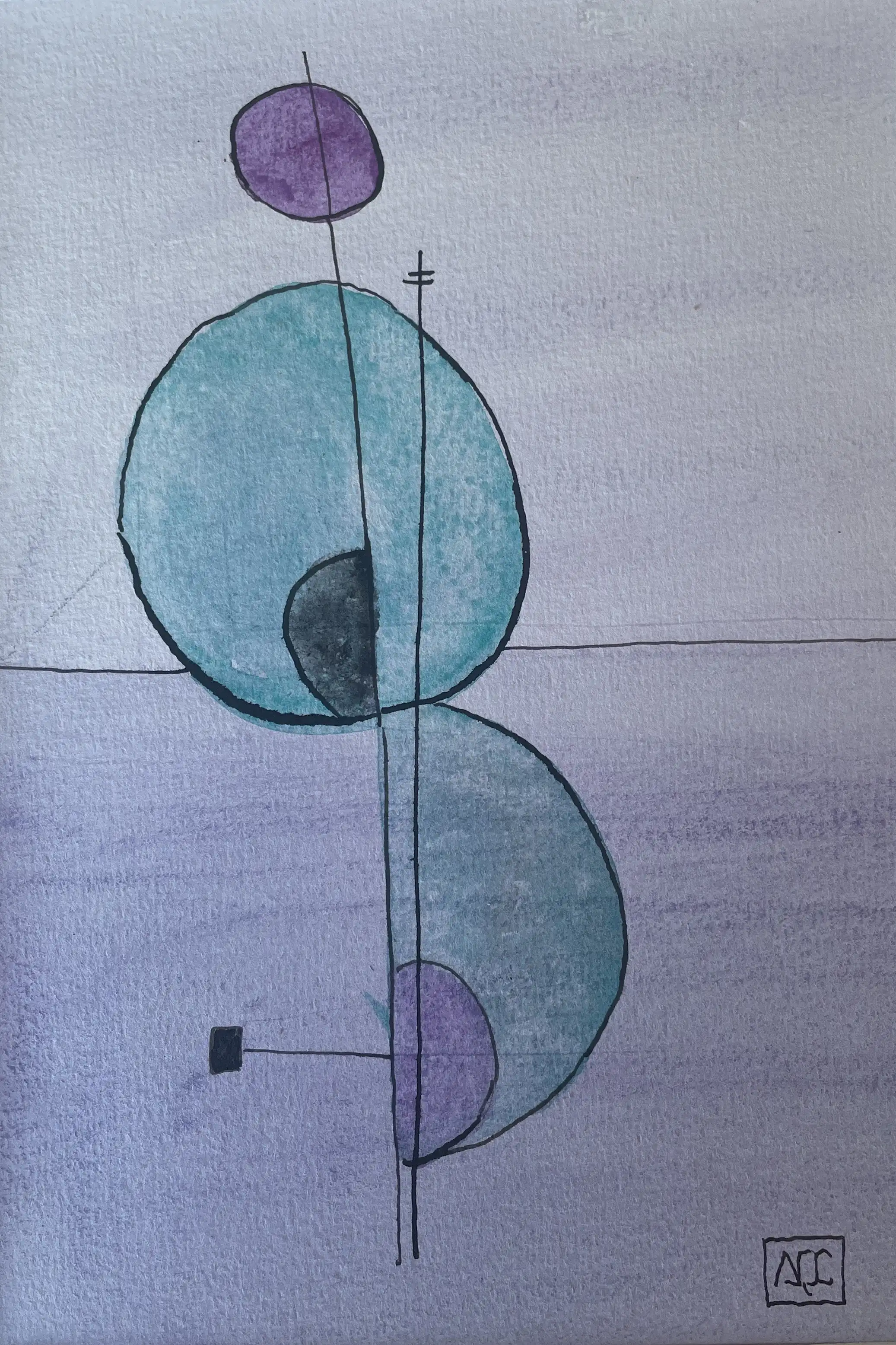 Watercolor titled Cycladic Stillness - Fragmants of Silence