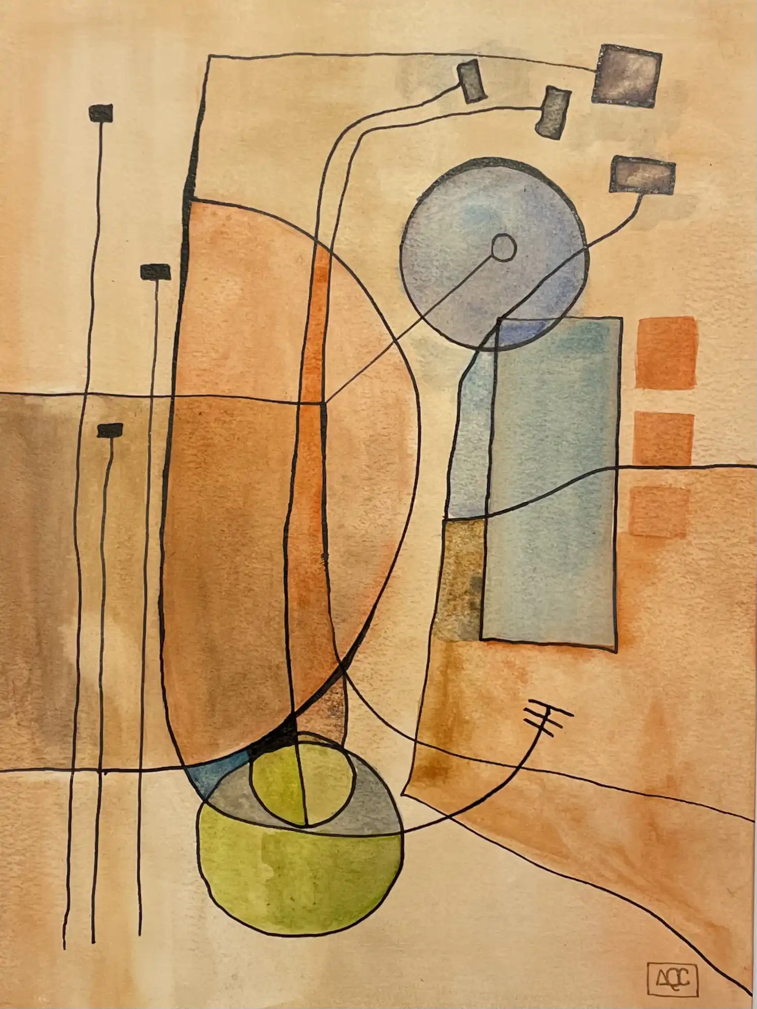 Watercolor titled G7b9 - Research on Harmony