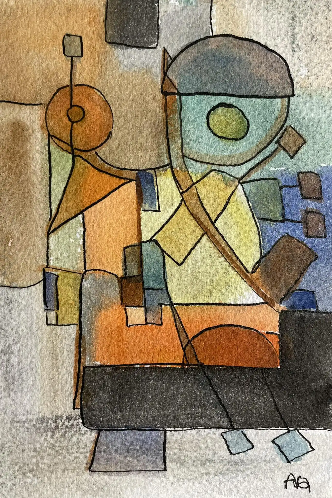 Watercolor titled Le chant du Chardonneret élégant