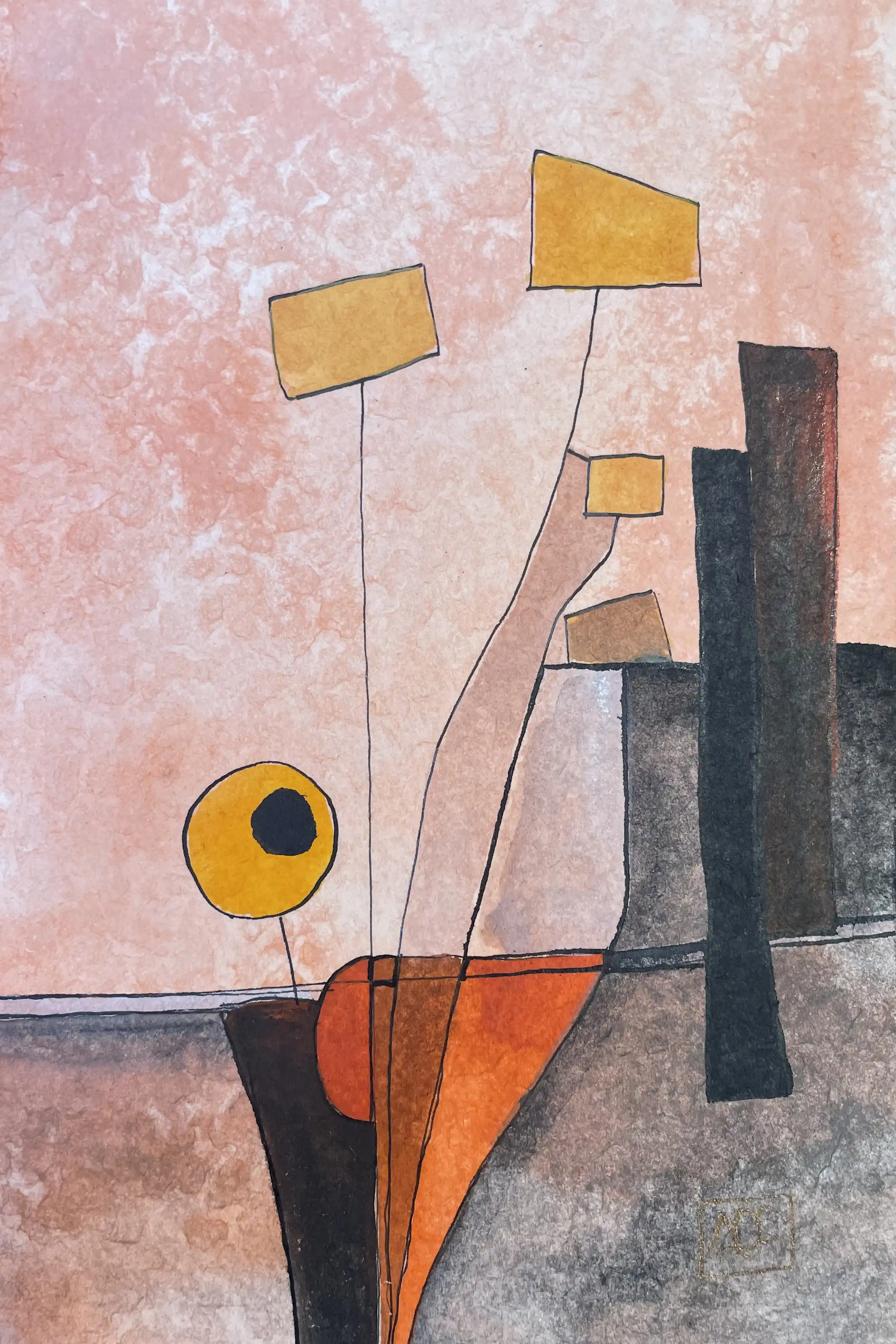 Watercolor titled Major 2nd Interval - Reflexions 12