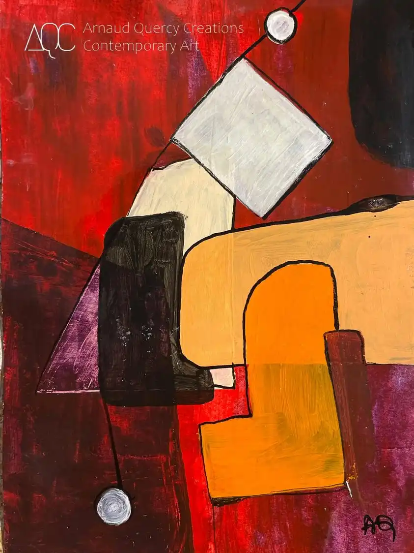 Acrylic titled Pause déjeuner sur un banc