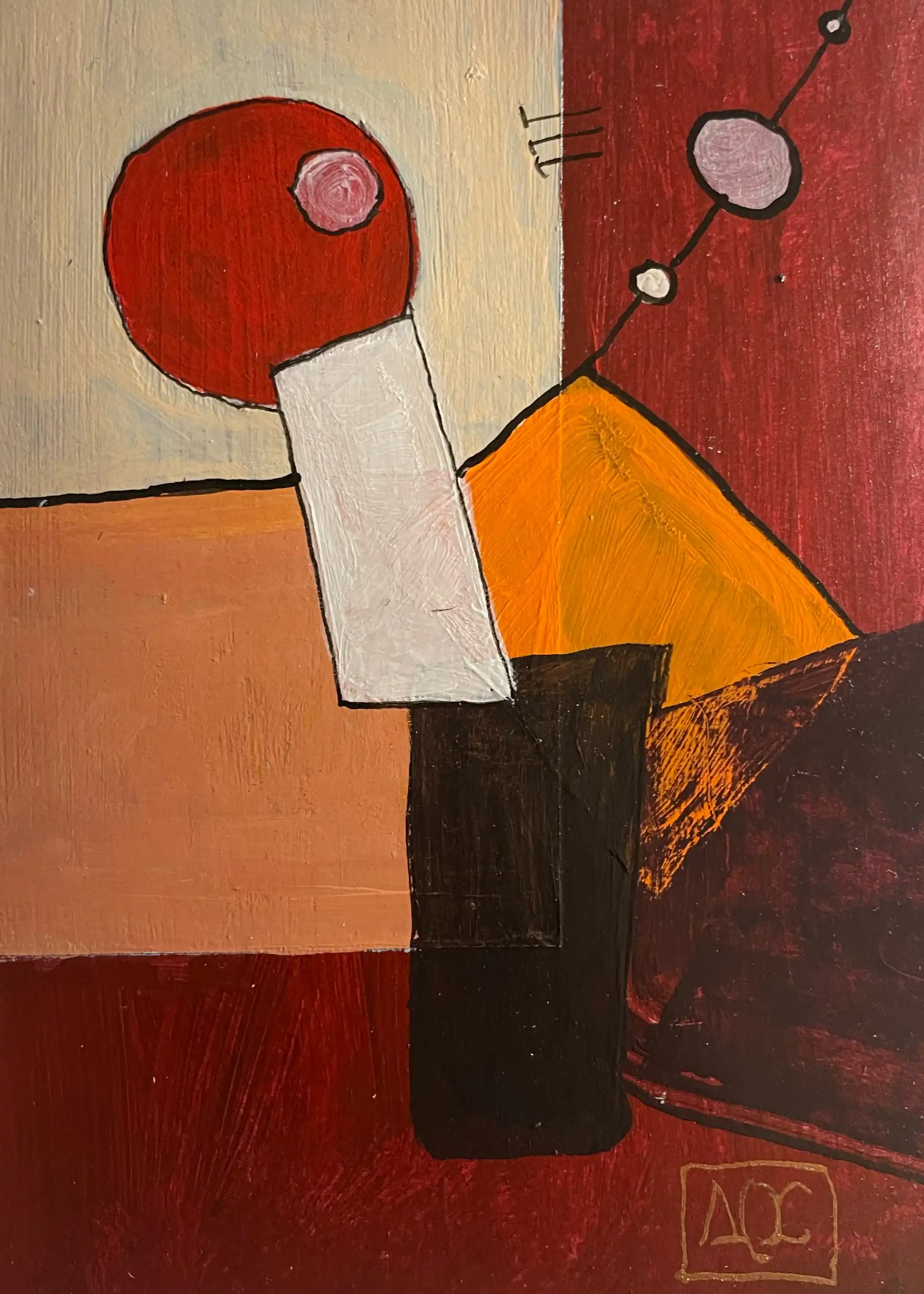 Acrylic titled Pause déjeuner sur un banc - Variation 1