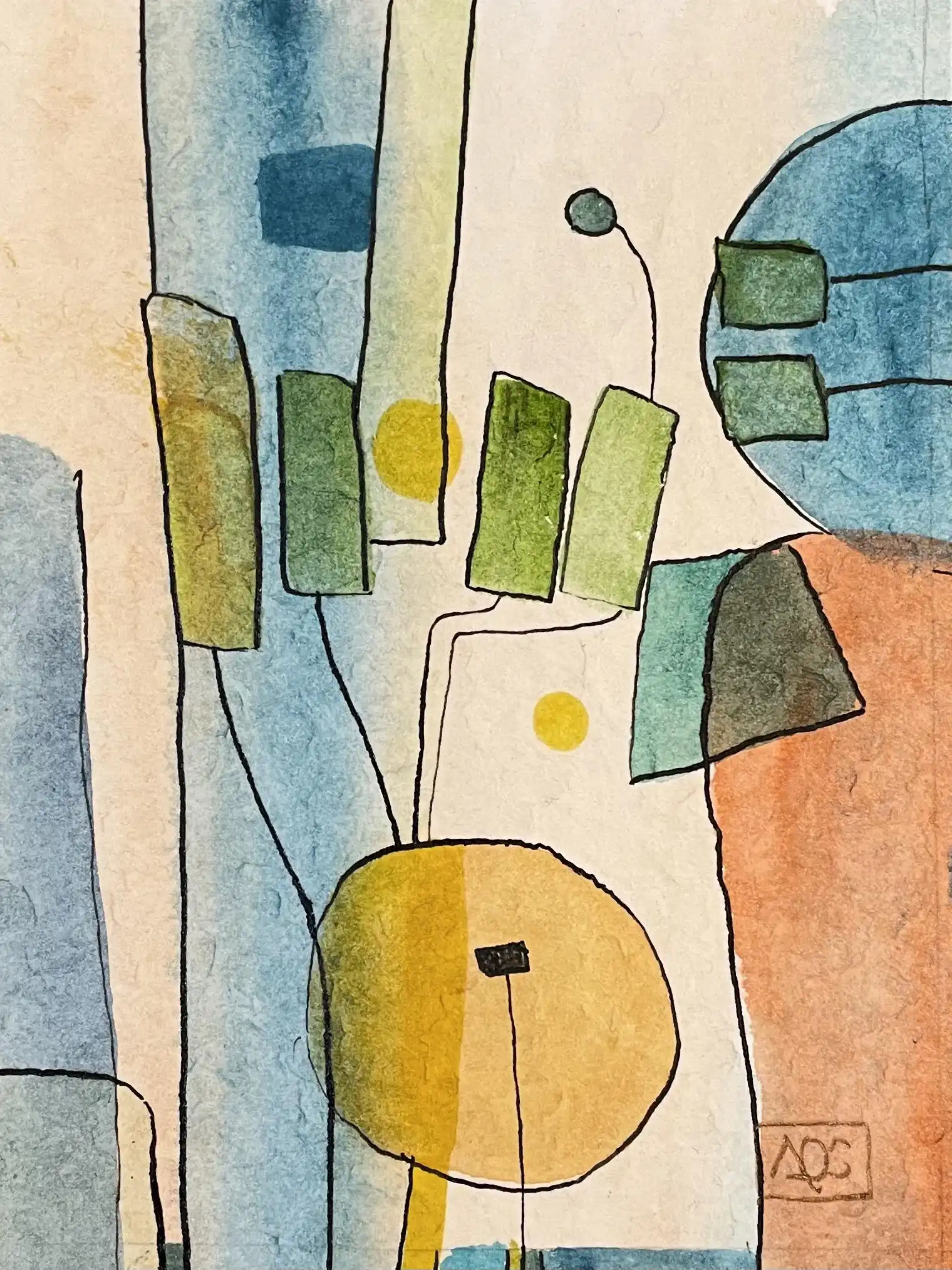 Watercolor titled Promenade aux jardins du Luxembourg - Variation 5