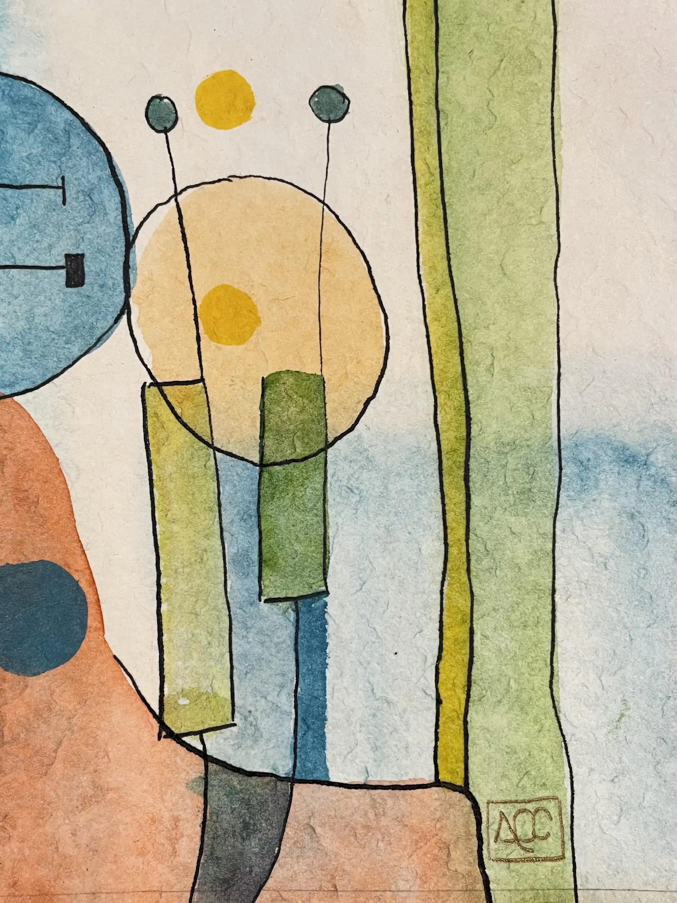 Watercolor titled Promenade aux jardins du Luxembourg - Variation 6