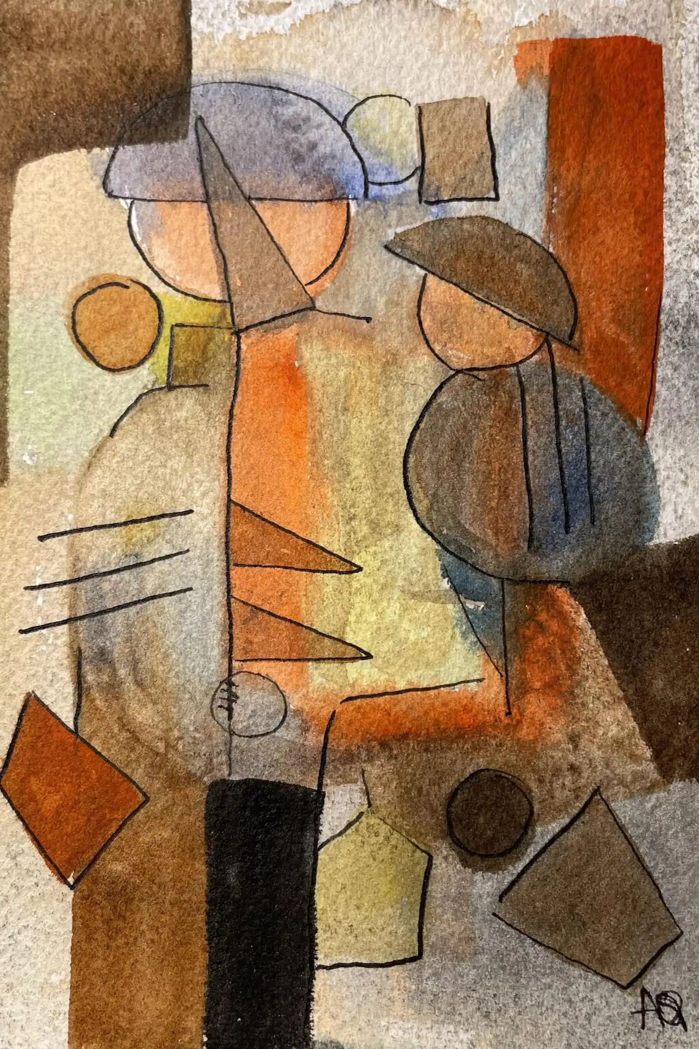 Watercolor titled The Cat Of Istanbul - Variations 3