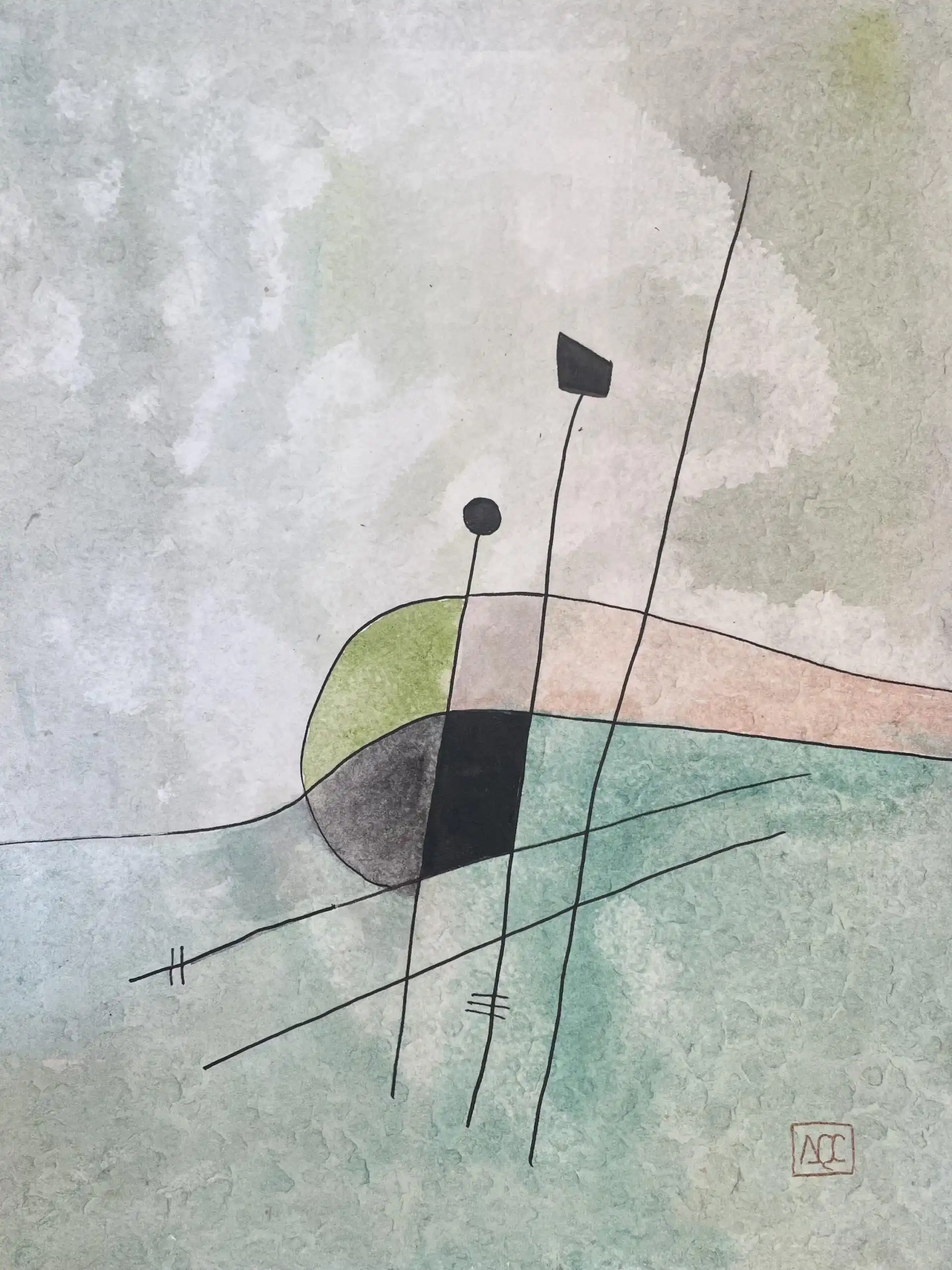 Watercolor titled Tritone (C, F#) - Reflexions 22