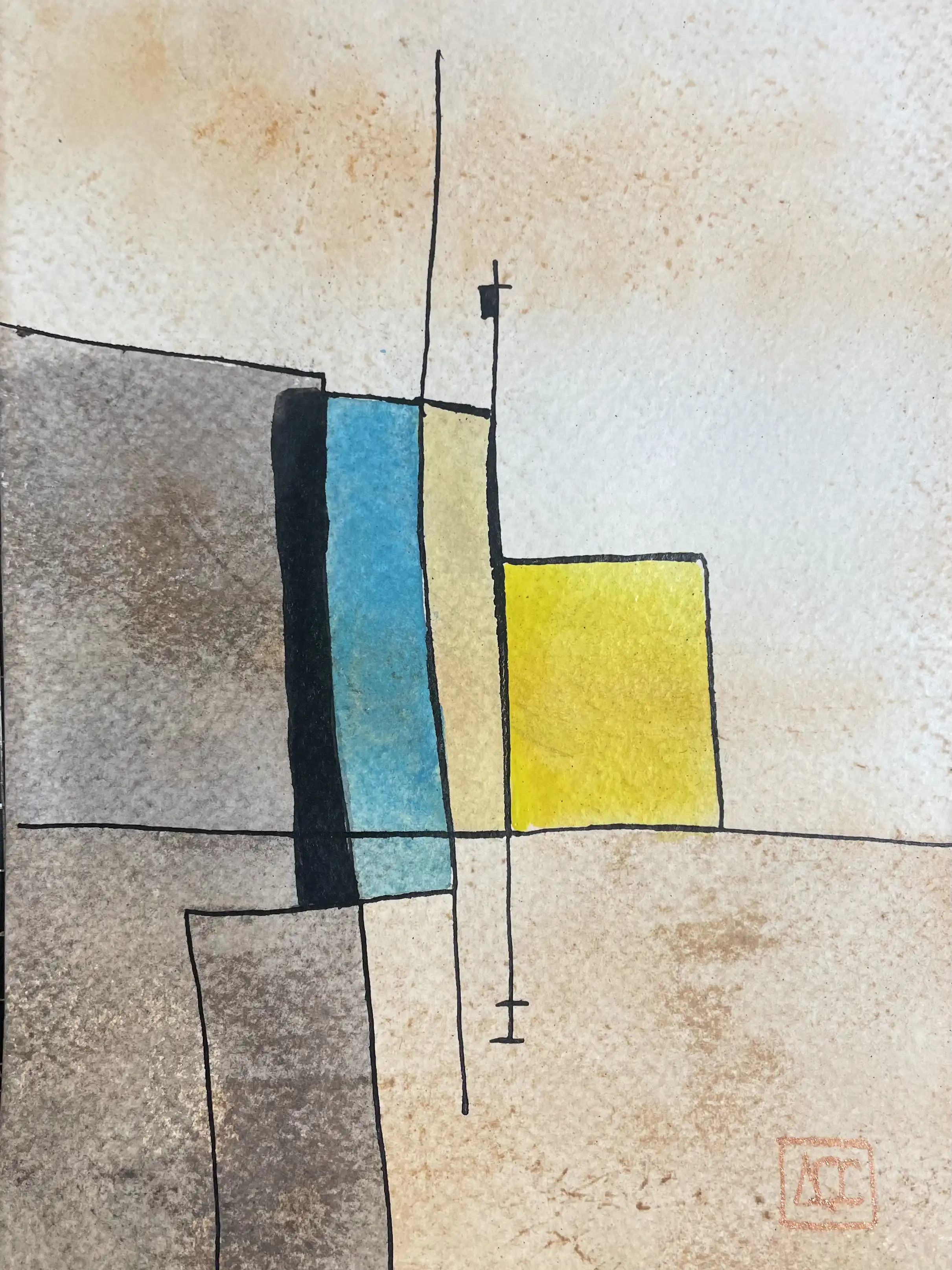 Watercolor titled A Major - Research on Harmony - Variation 6