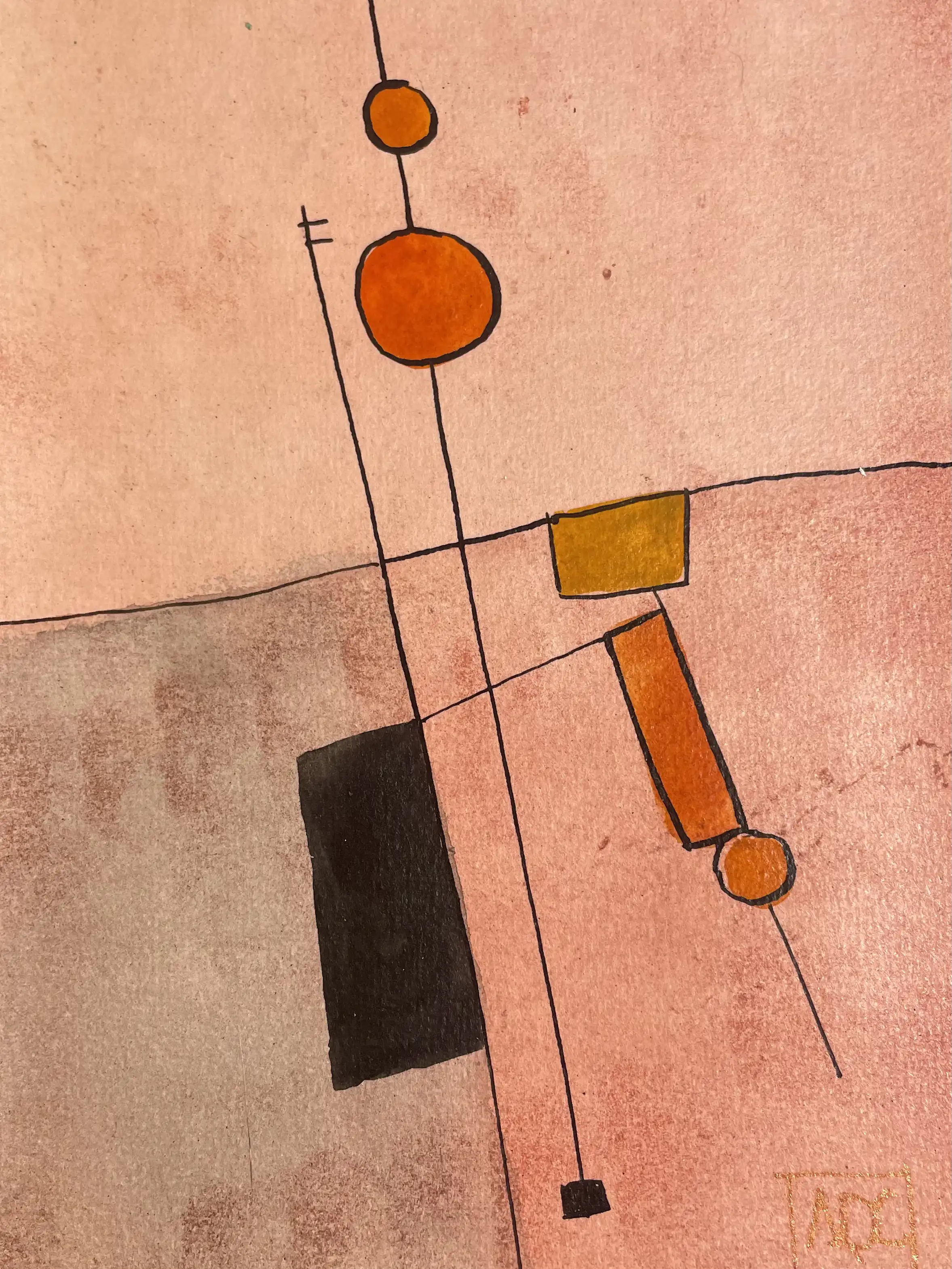 Watercolor titled A minor - Research on Harmony - Variation 7