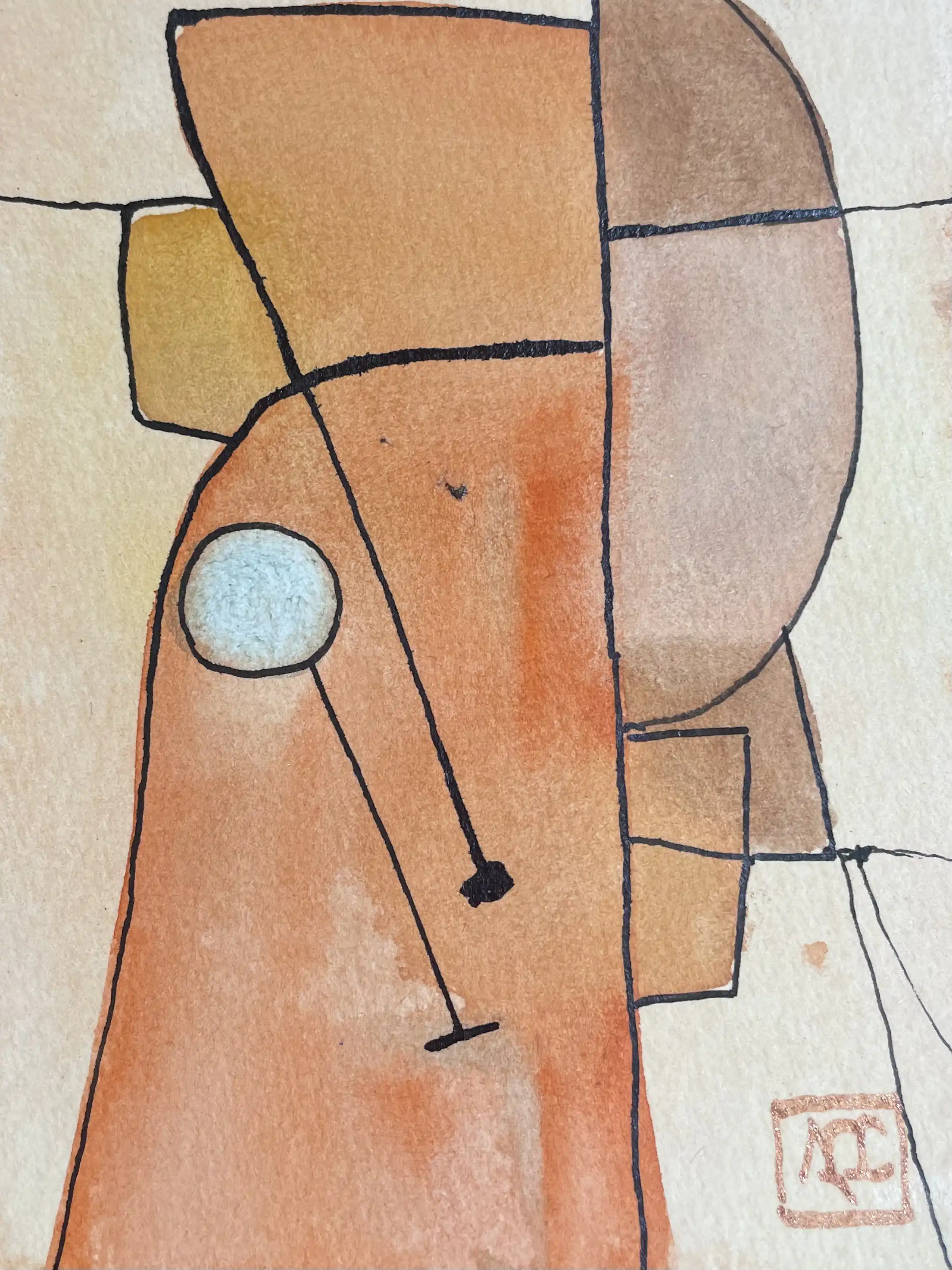 Watercolor titled A minor - Research on Harmony - Variation 9