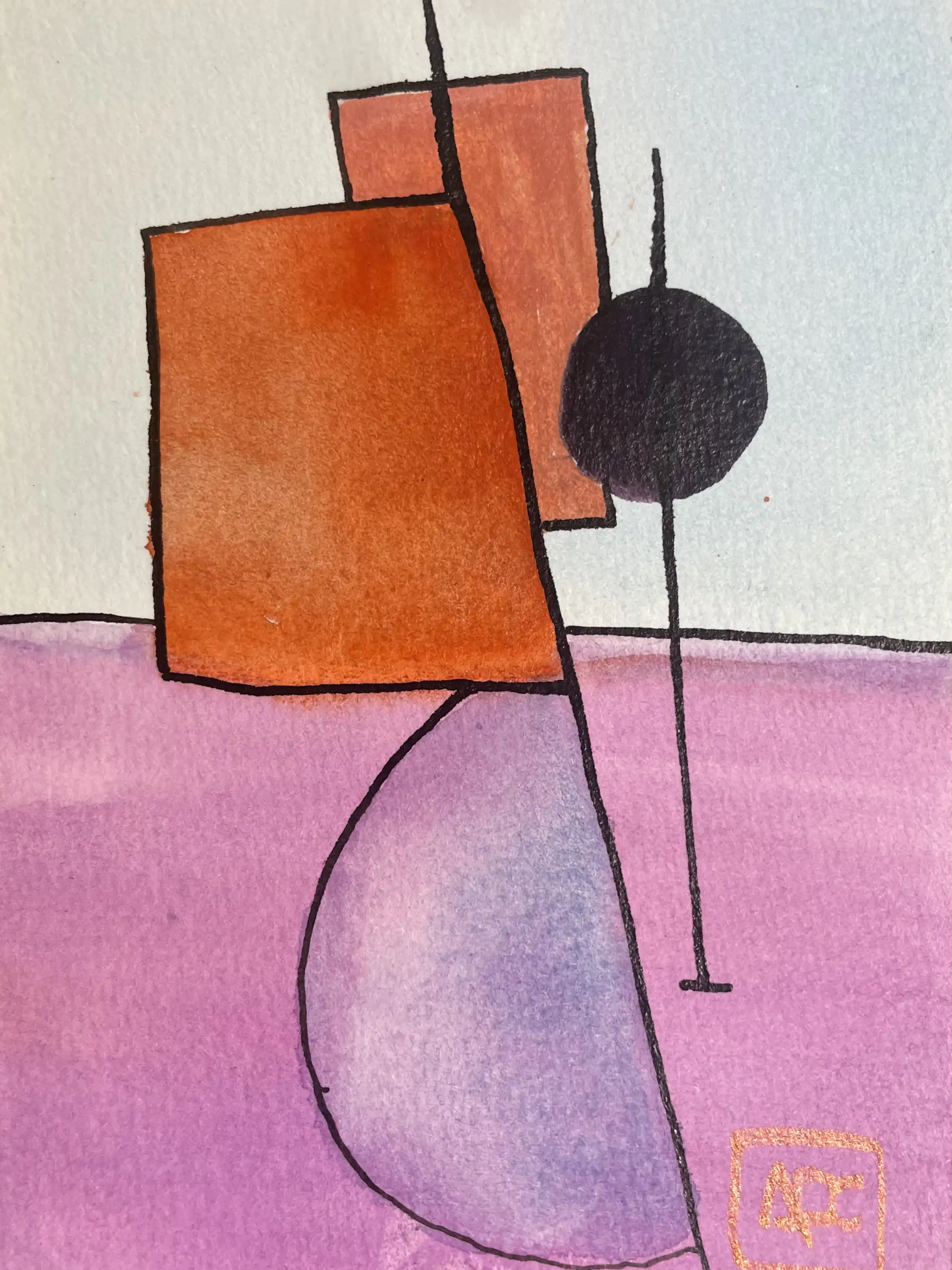 Watercolor titled Ab Major - Research on Harmony - Variation 11