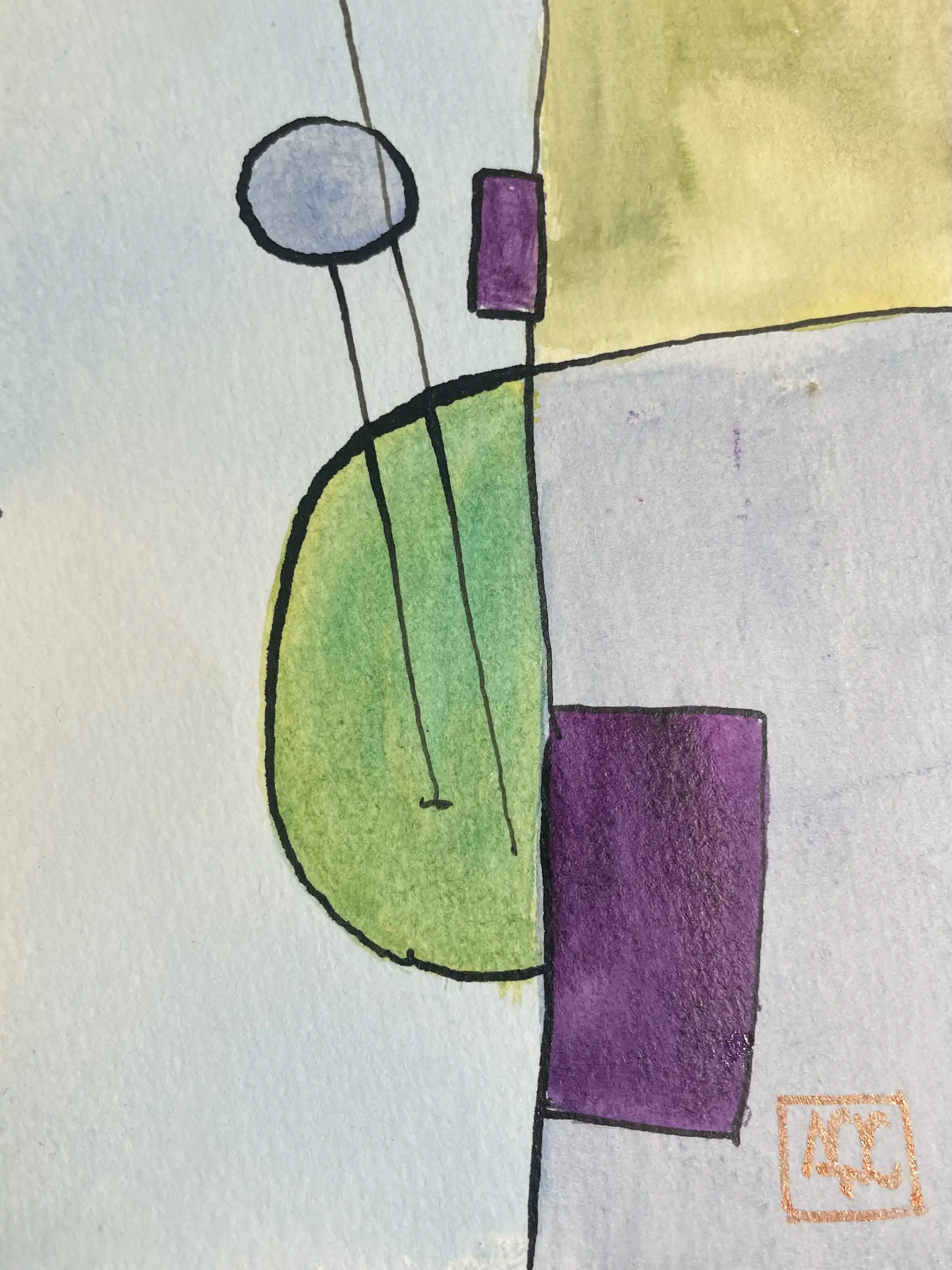 Watercolor titled Ab Minor - Research on Harmony - Variation 6