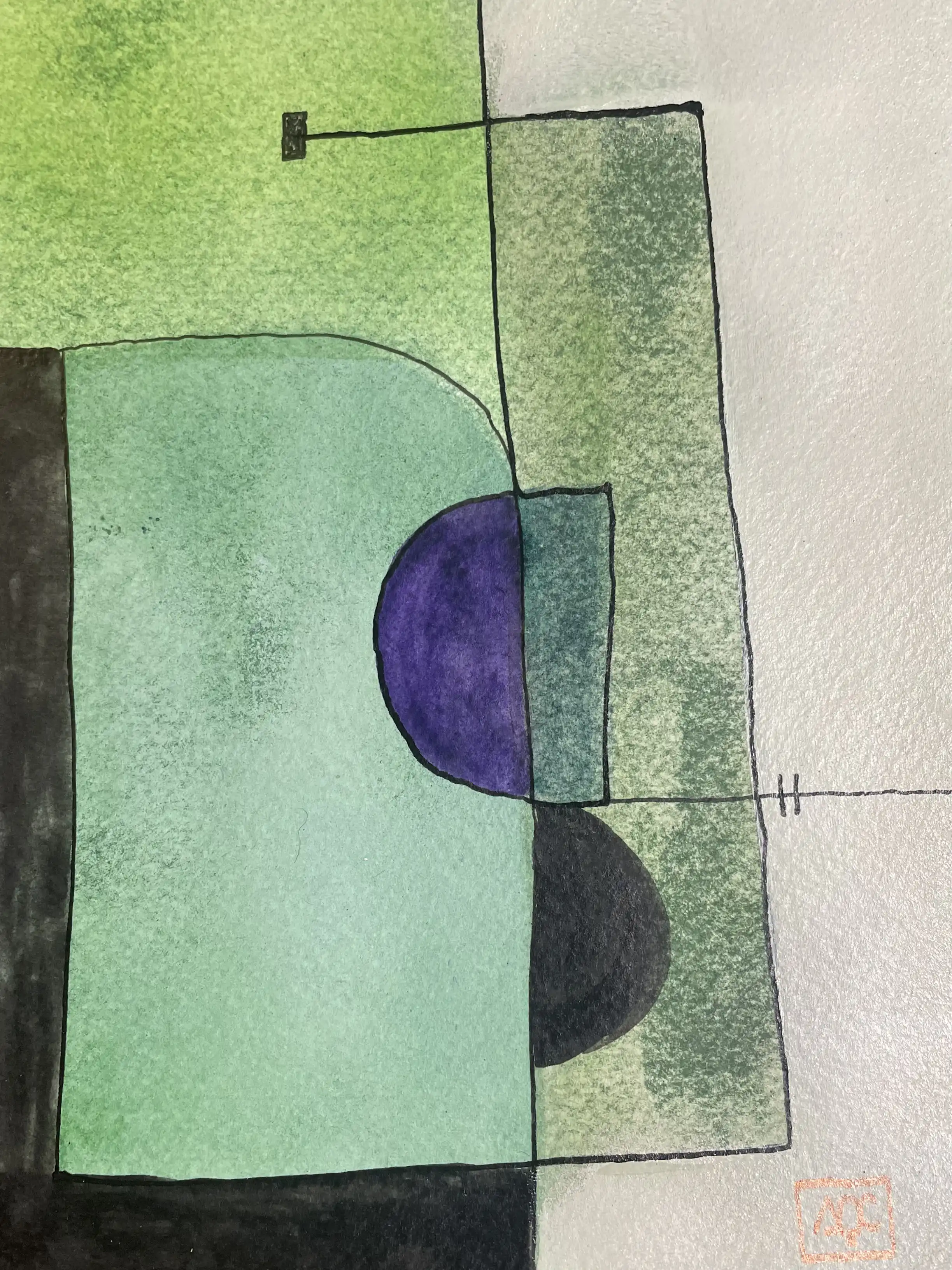 Watercolor titled B Major - Research on Harmony - Variation 6