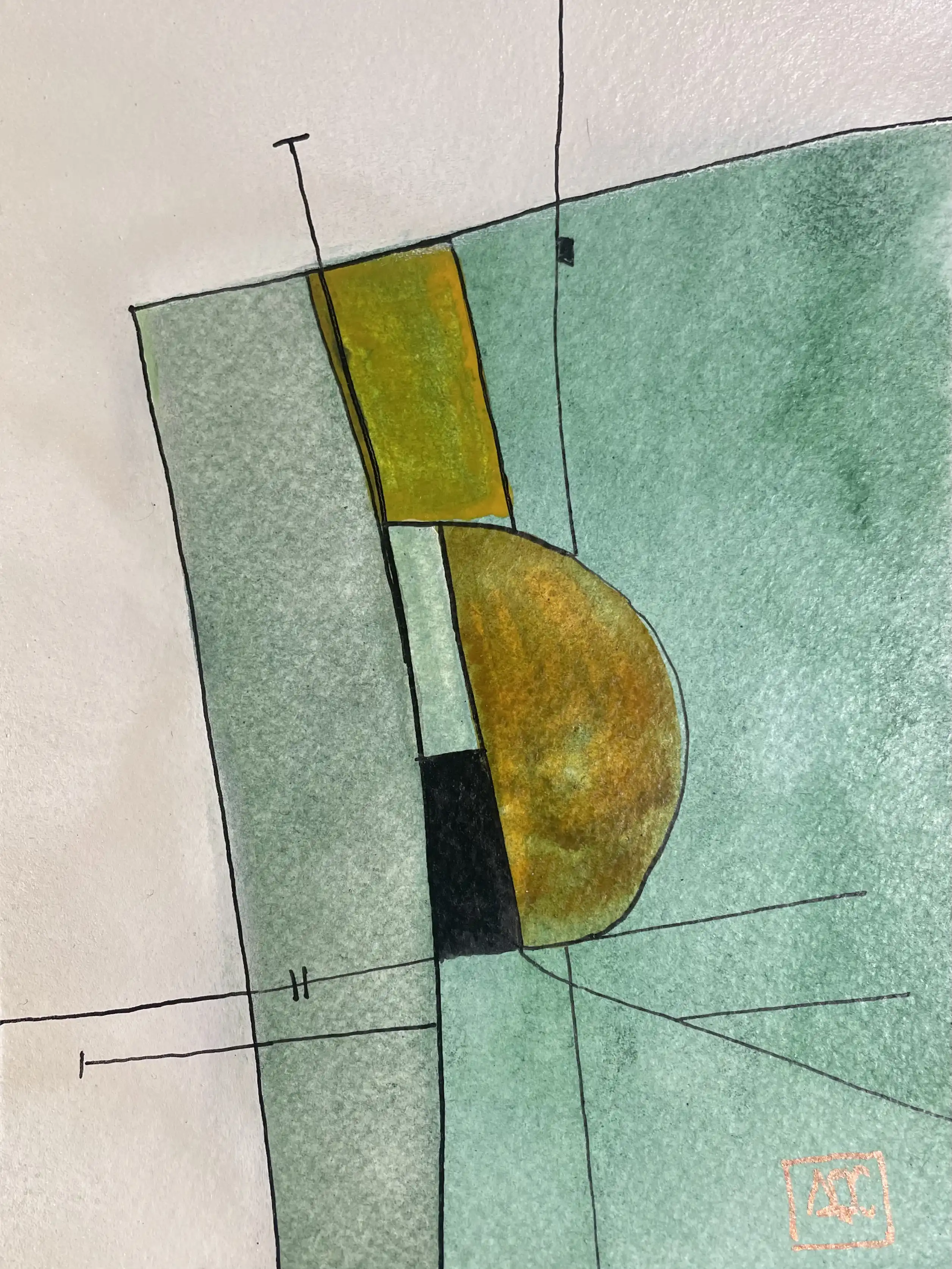Watercolor titled D Major - Research on Harmony - Variation 12