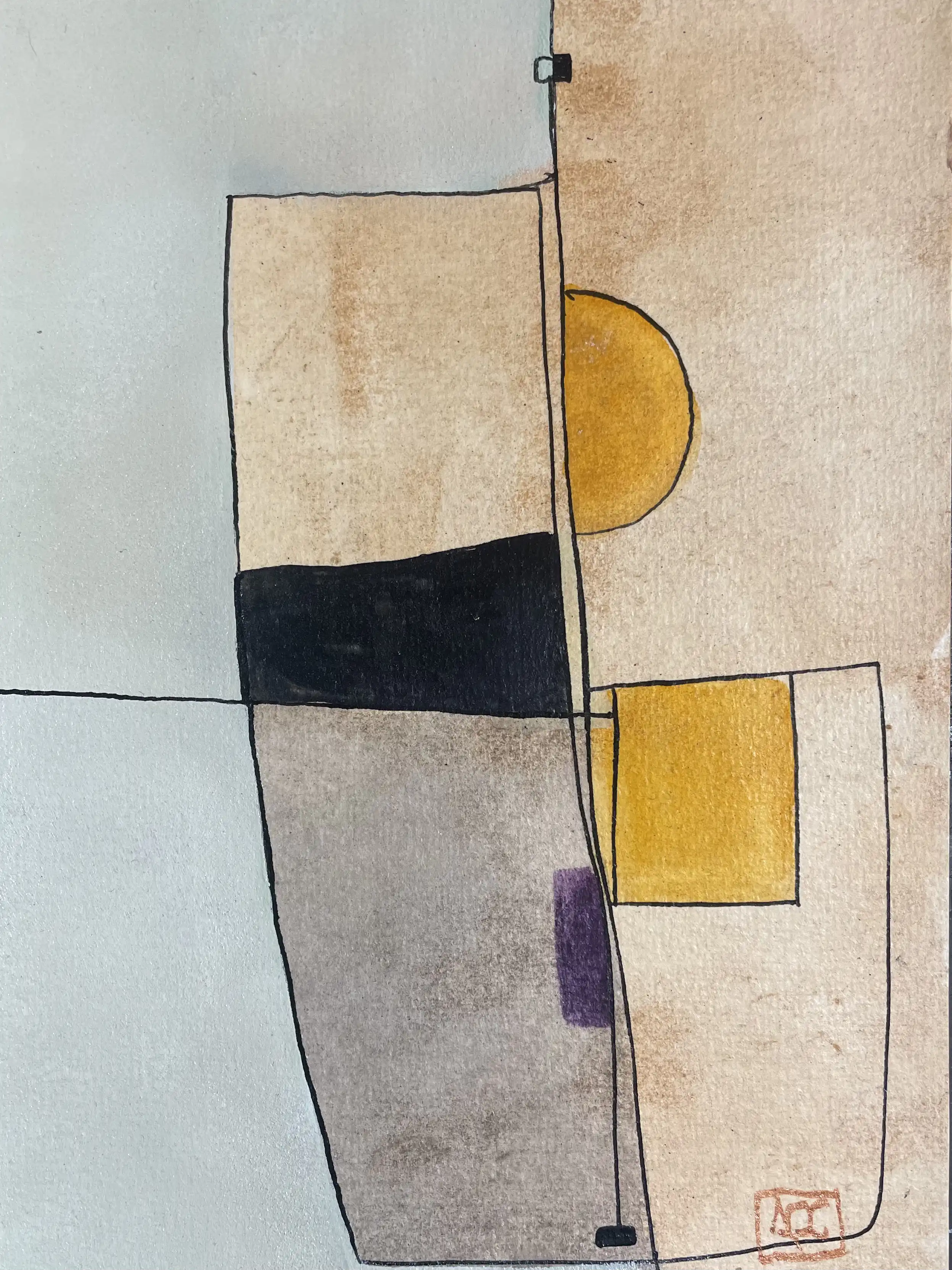 Watercolor titled D Minor - Research on Harmony - Variation 6