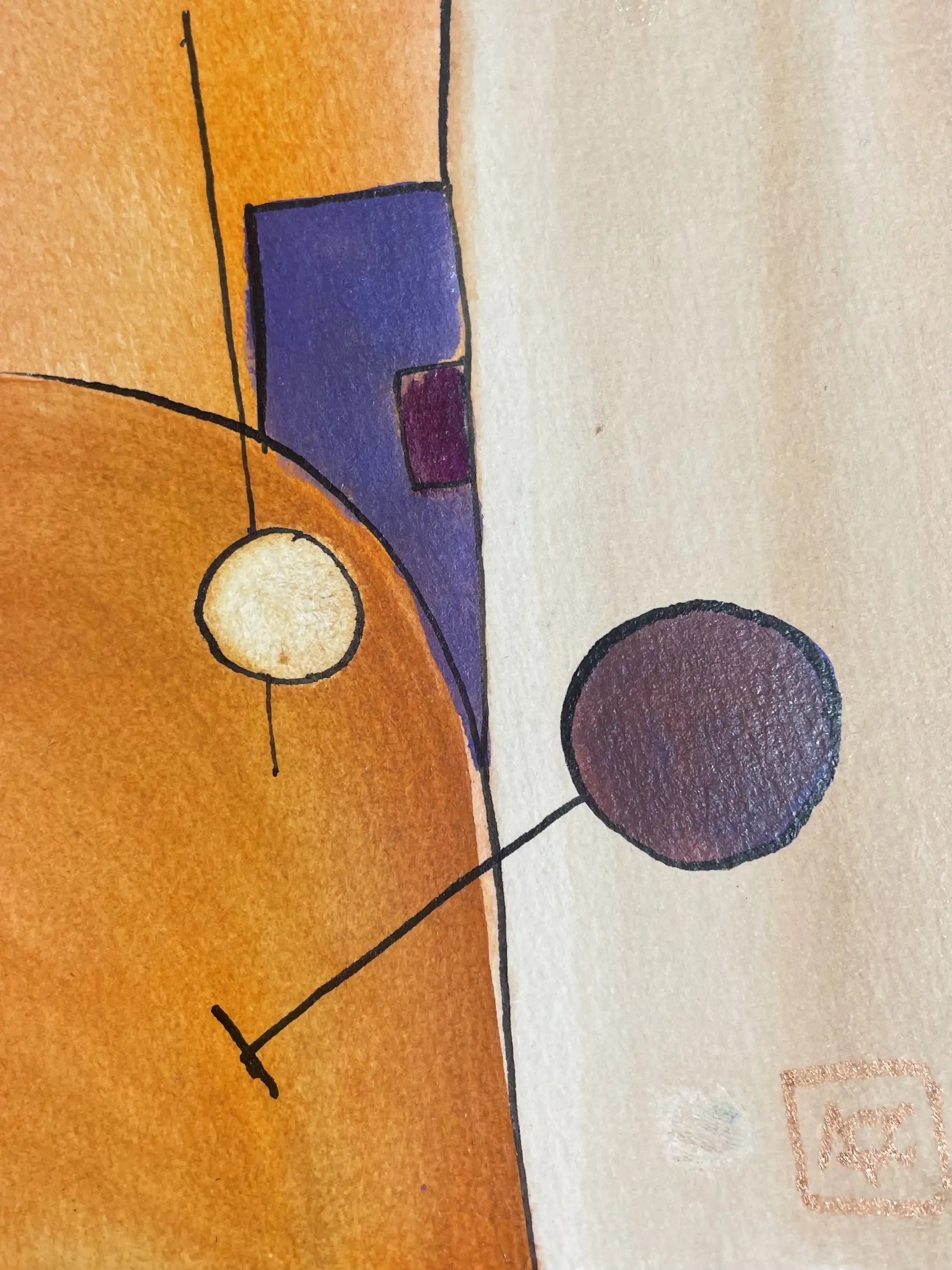 Watercolor titled D Minor - Research on Harmony - Variation 8