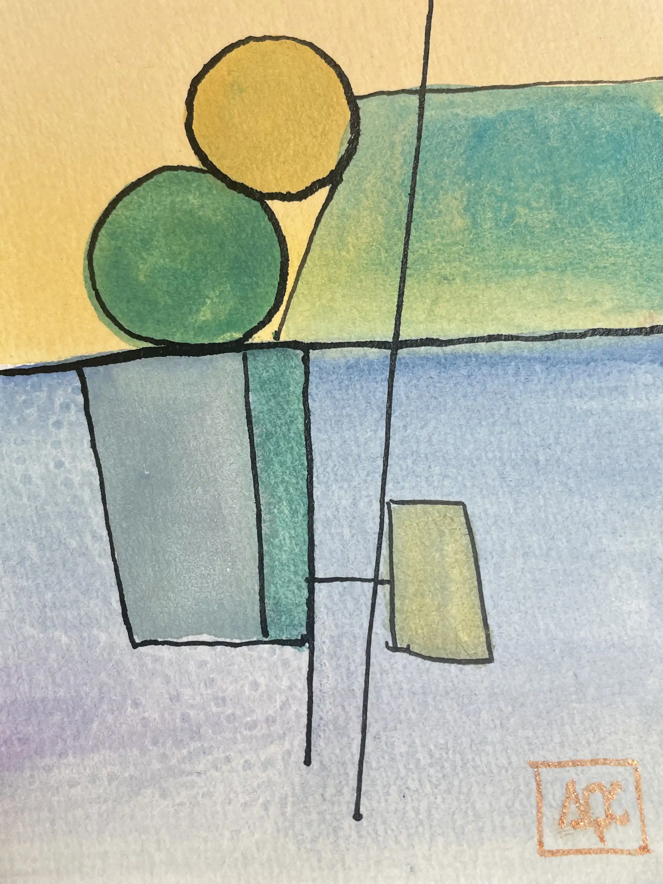 Watercolor titled Db Minor - Research on Harmony - Variation 8