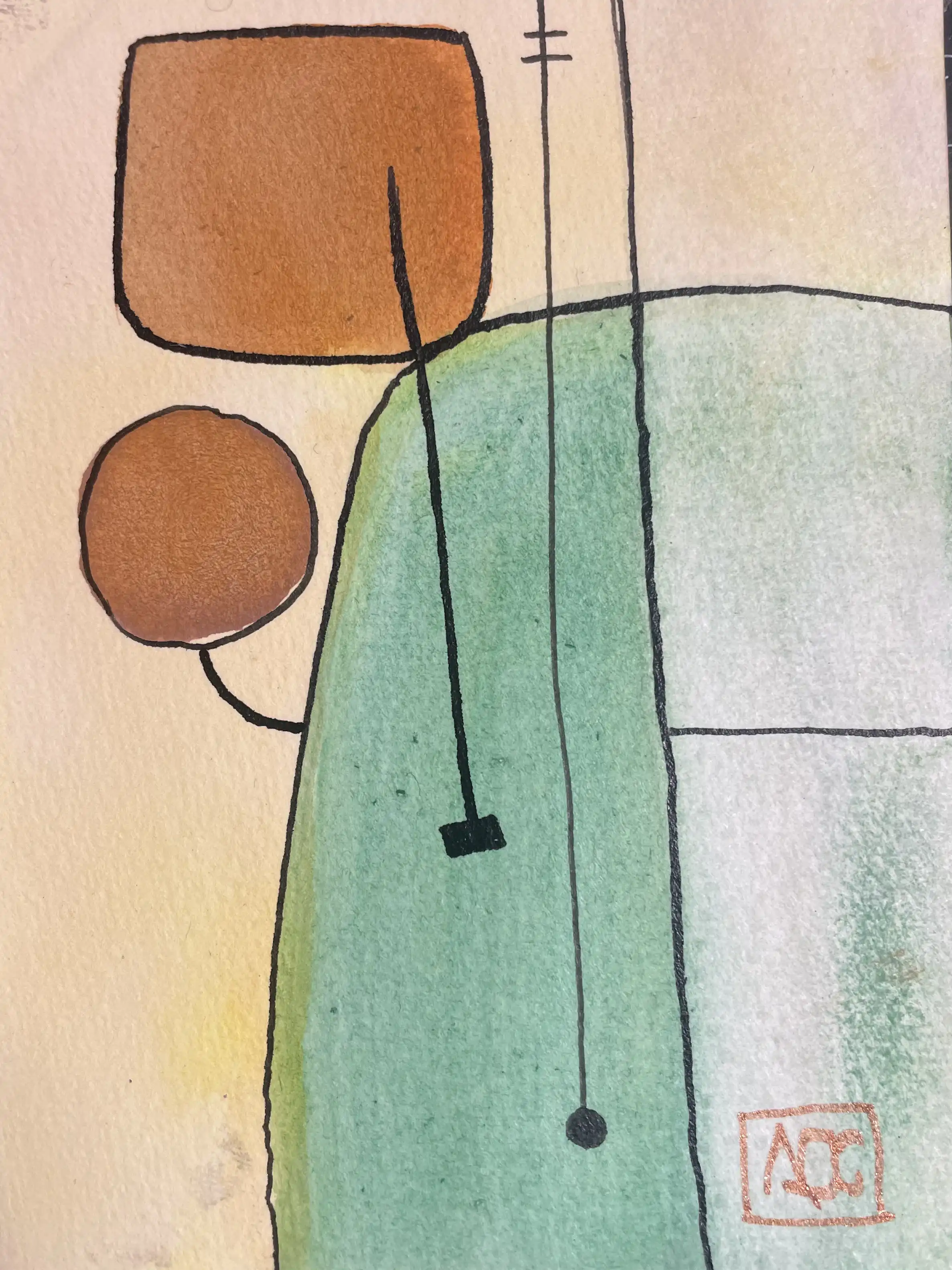 Watercolor titled E Minor - Research on Harmony - Variation 4