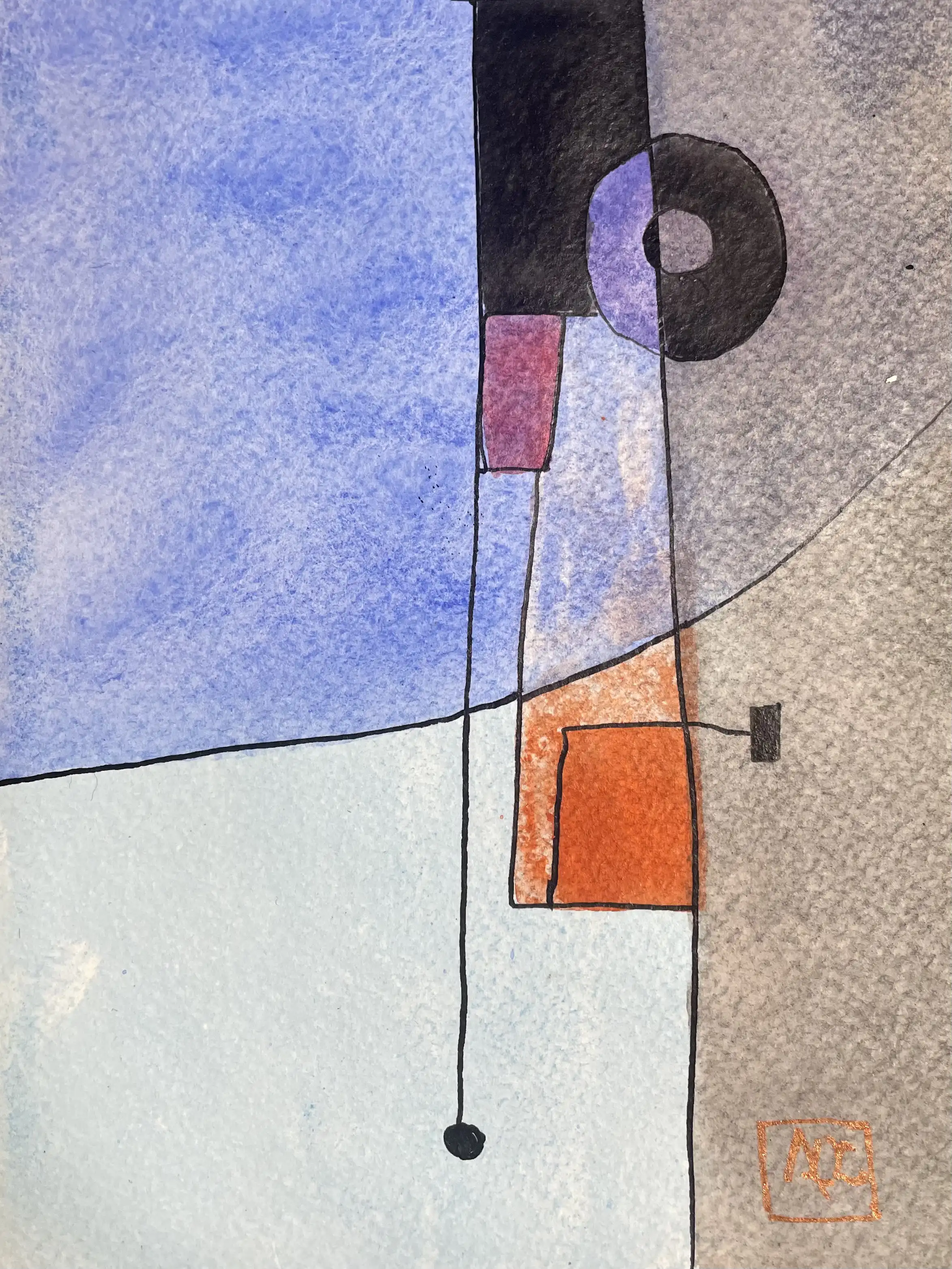 Watercolor titled F Minor - Research on Harmony - Variation 16