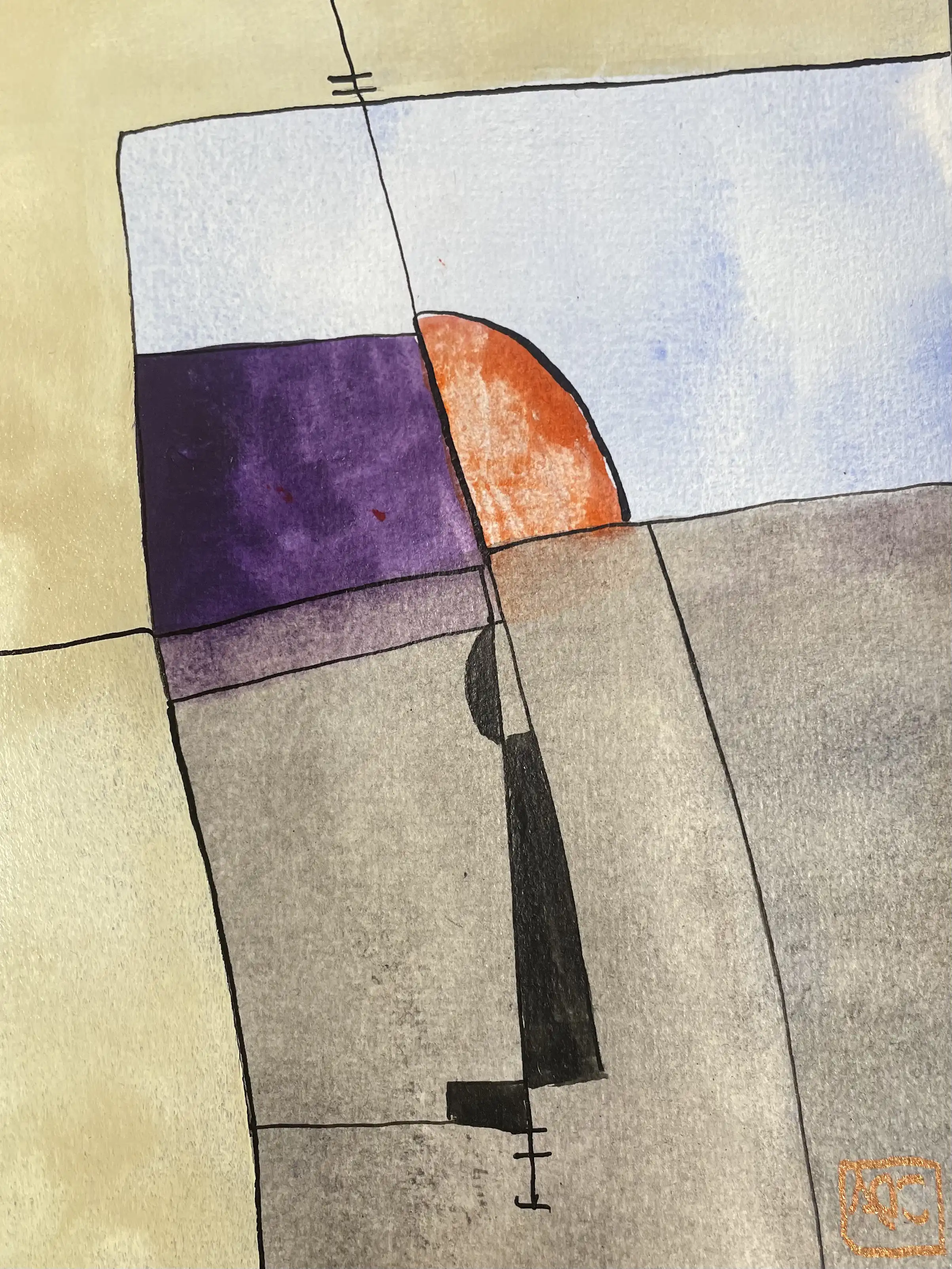 Watercolor titled F Minor - Research on Harmony - Variation 17