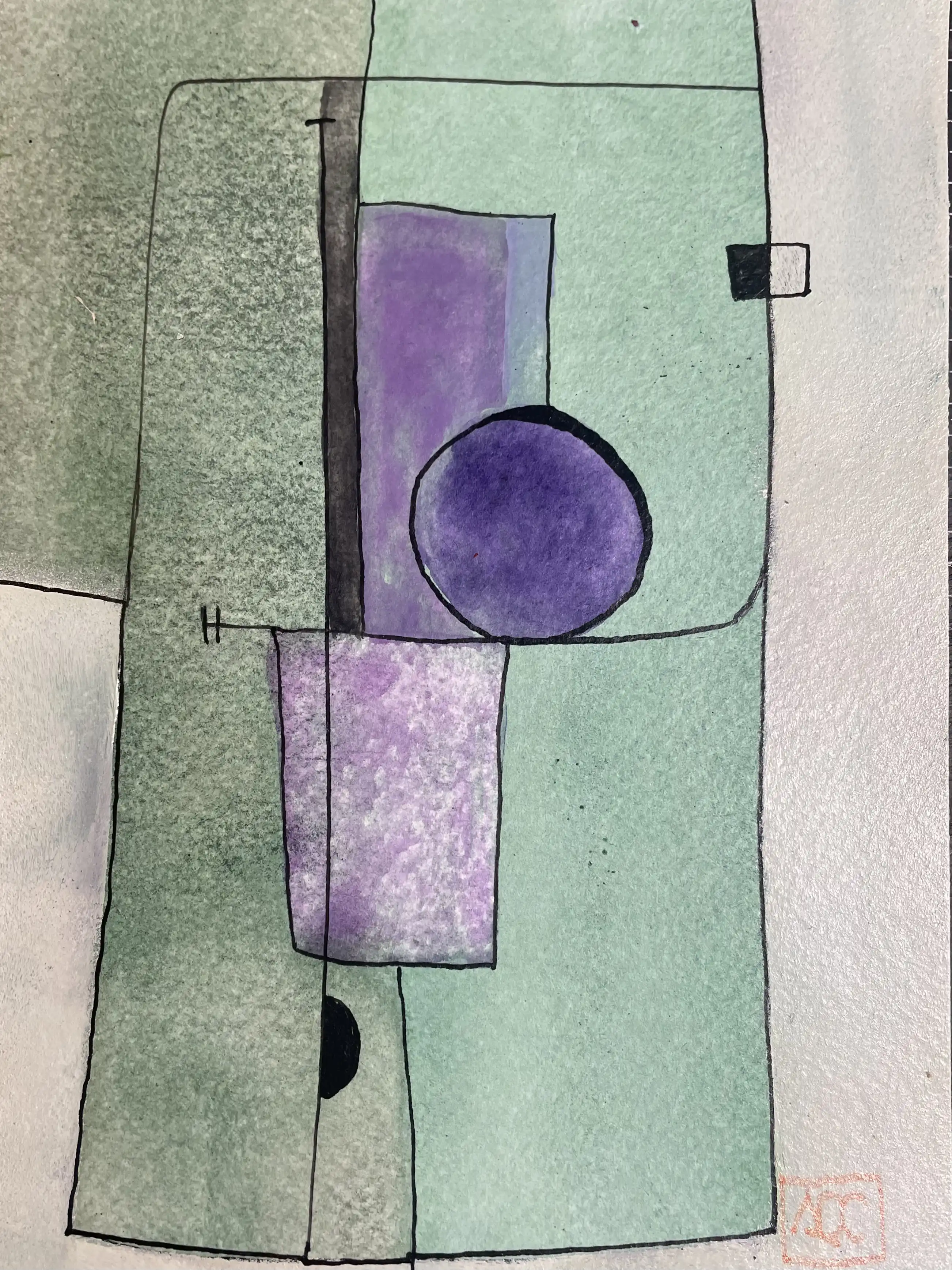 Watercolor titled F# Major - Research on Harmony - Variation 4