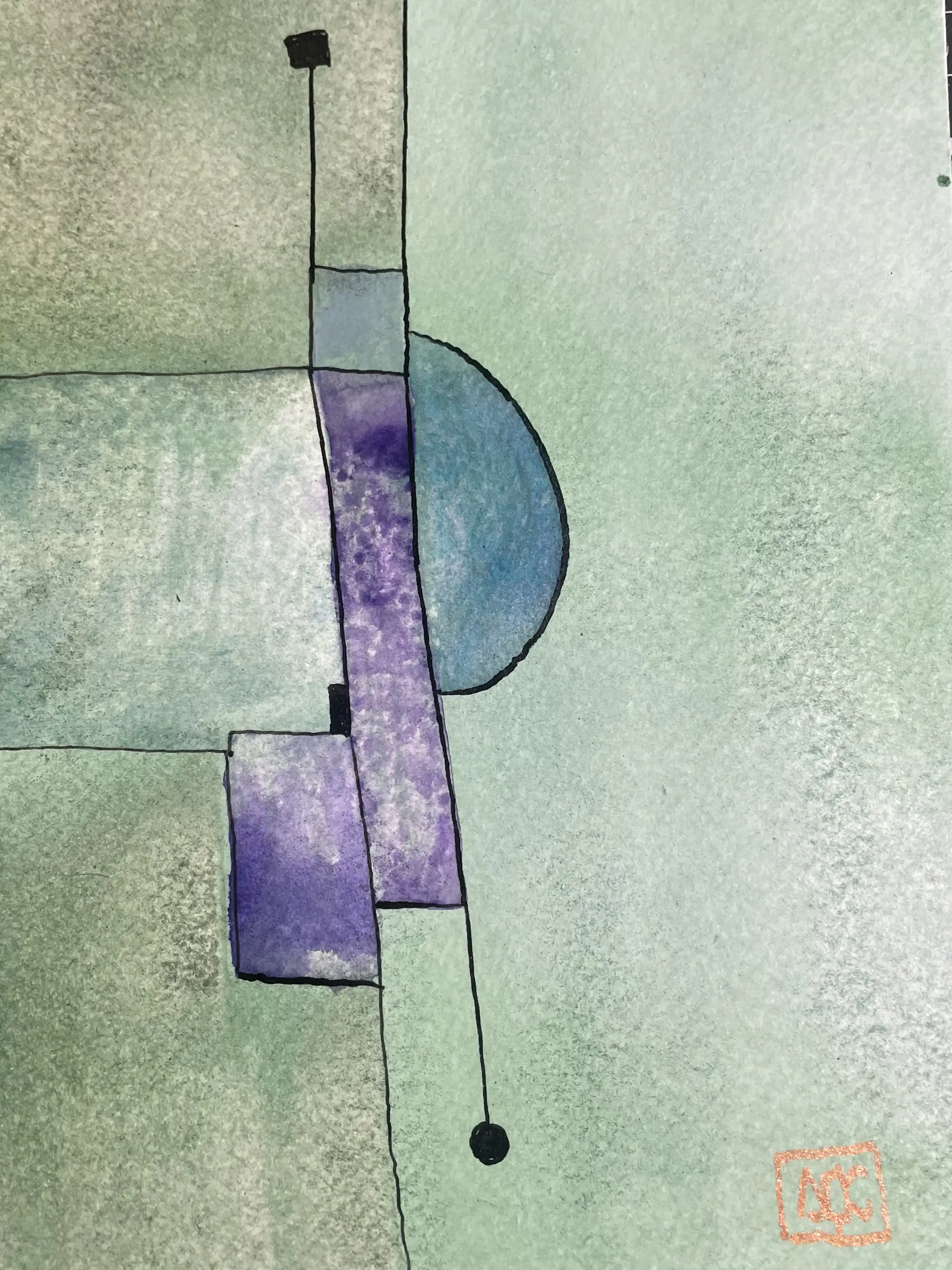 Watercolor titled F# Major - Research on Harmony - Variation 5