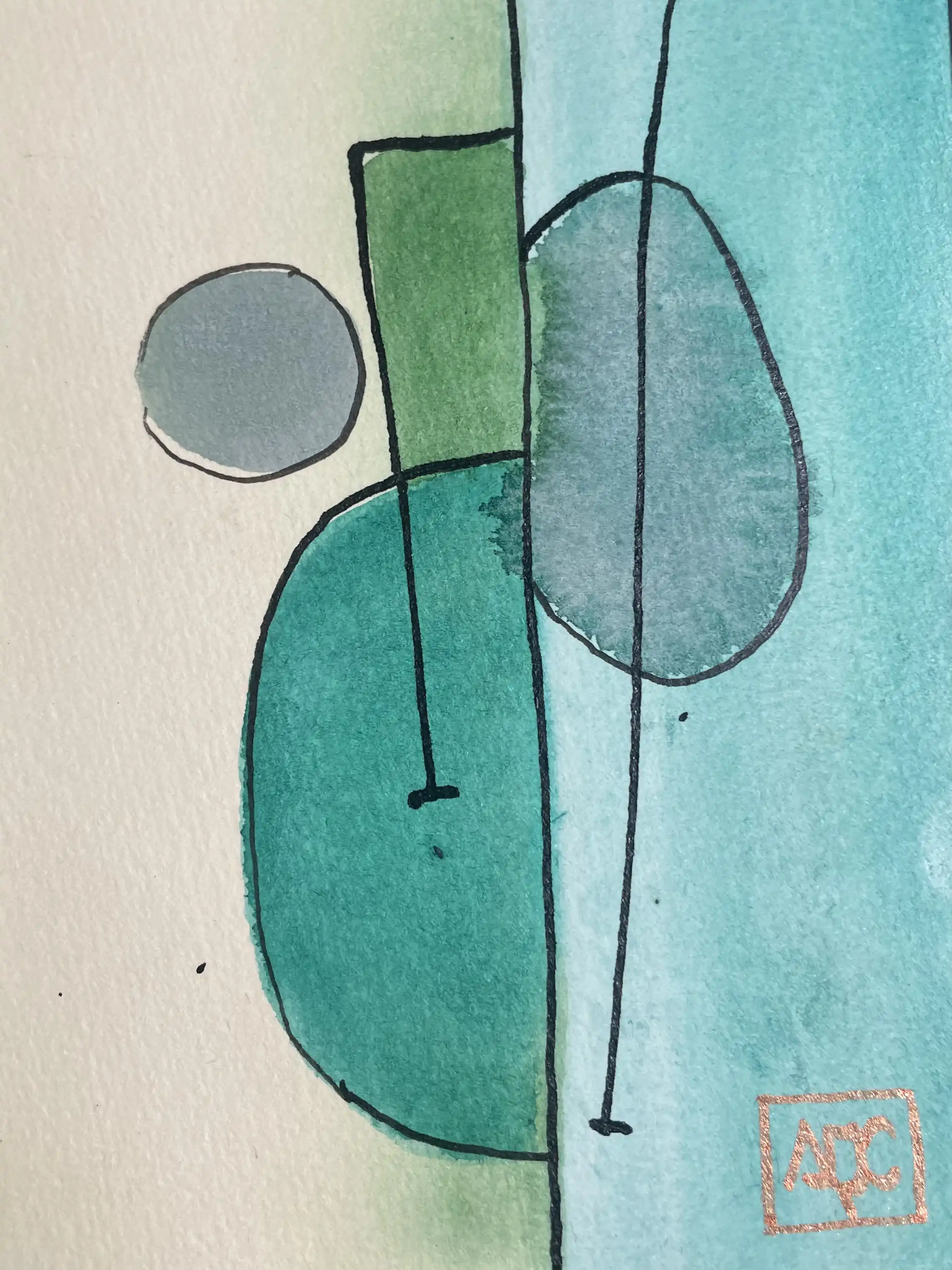 Watercolor titled F# Octaves - Reflexions 36