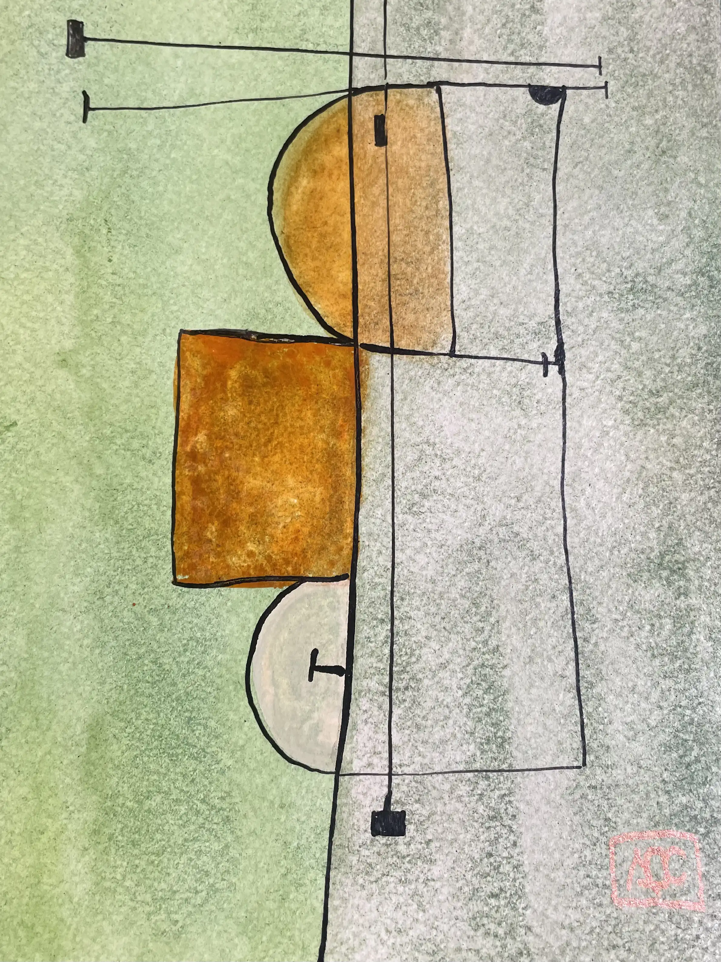 Watercolor titled G Major - Research on Harmony - Variation 6