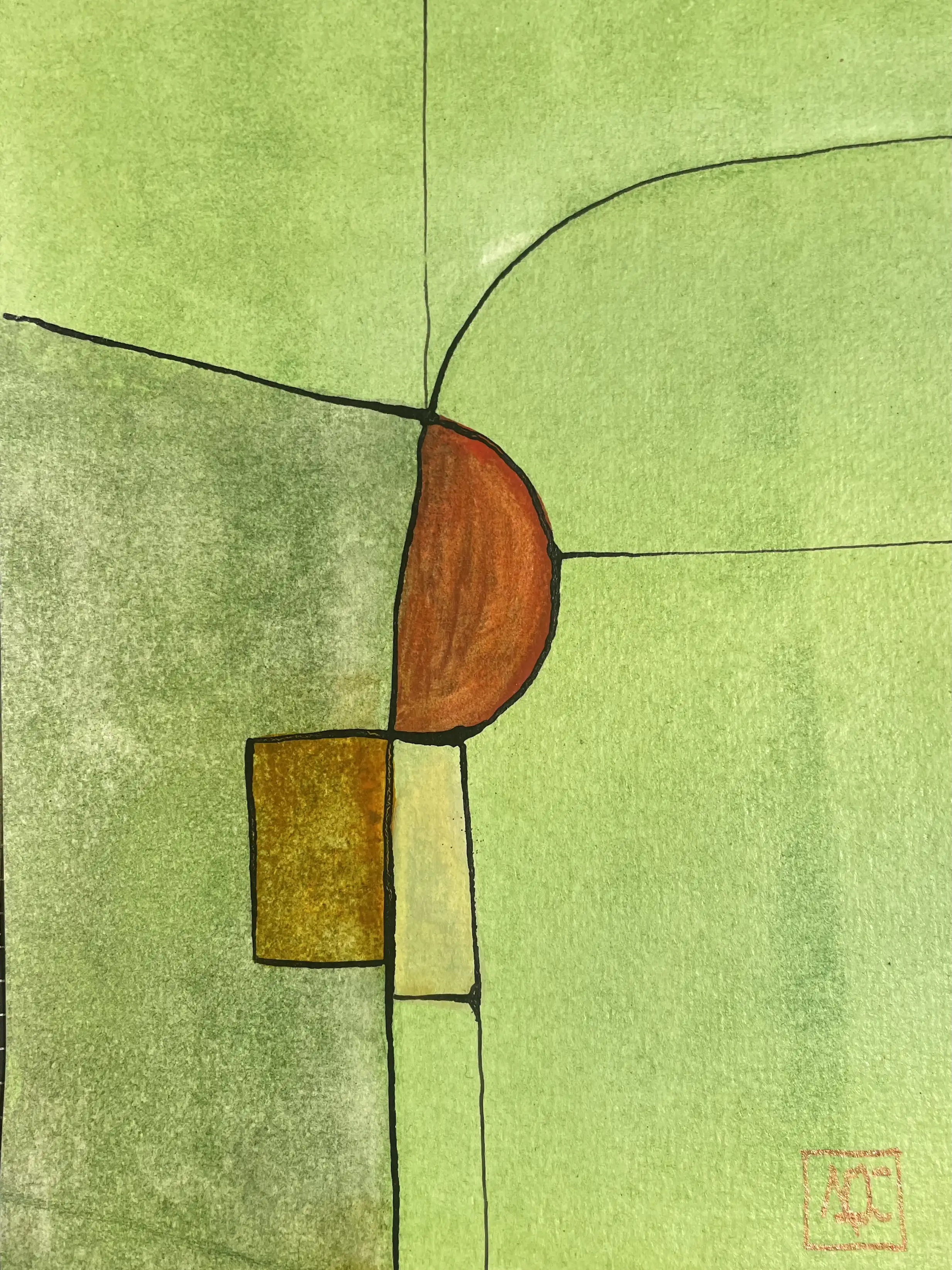 Watercolor titled G Major - Research on Harmony - Variation 7