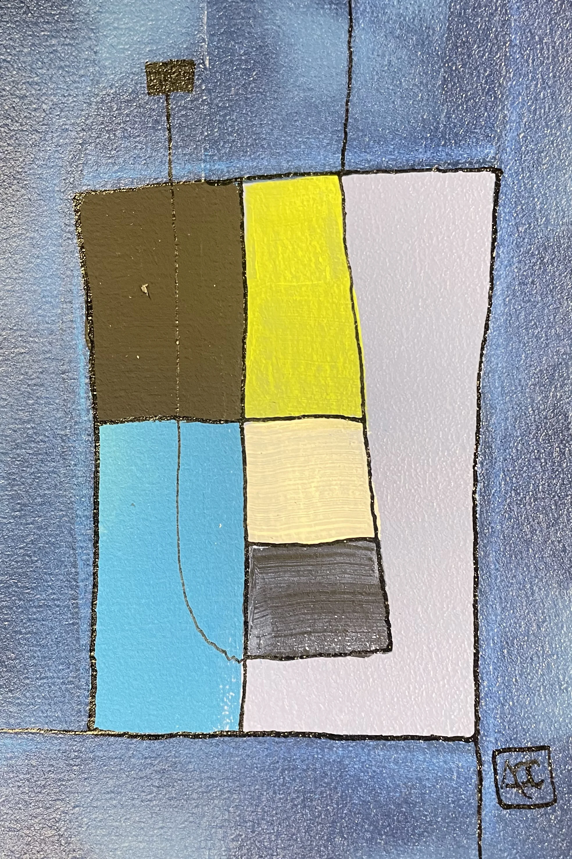 Acrylic titled Ab Minor - Research on Harmony - Variations 14